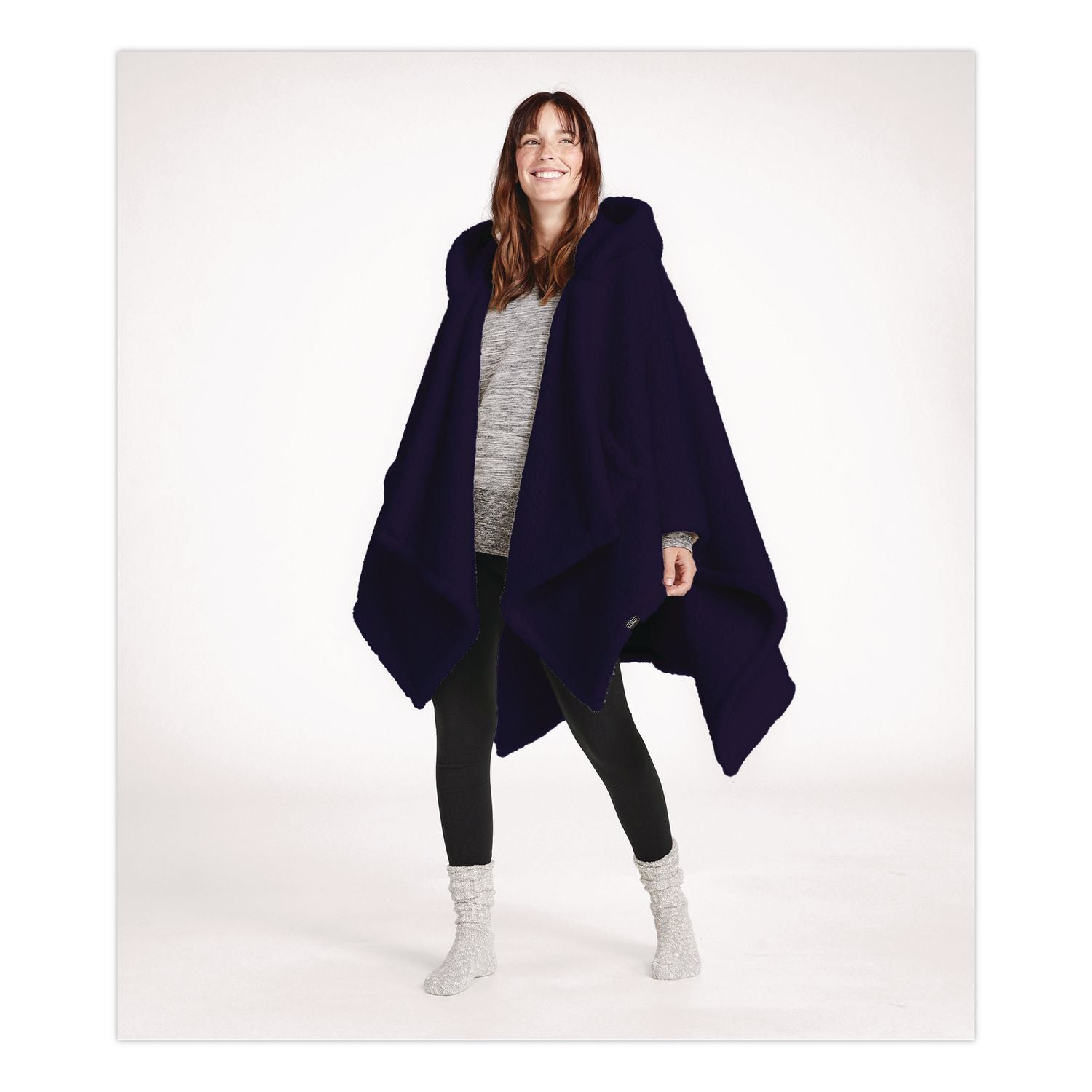 Cozy Sherpa Wearable Throw, 58 X 60, Navy