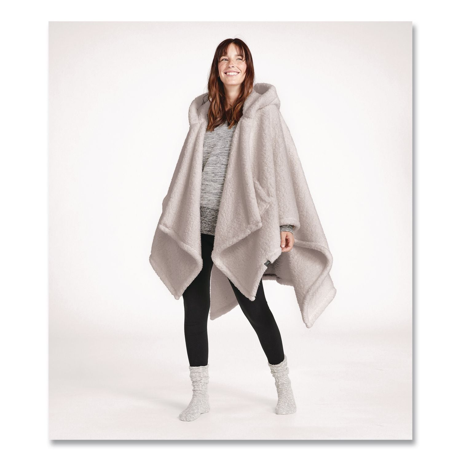 Cozy Sherpa Wearable Throw, 58 X 60, Gray