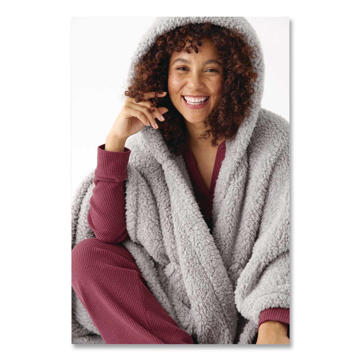 Cozy Sherpa Wearable Throw, 58 X 60, Gray
