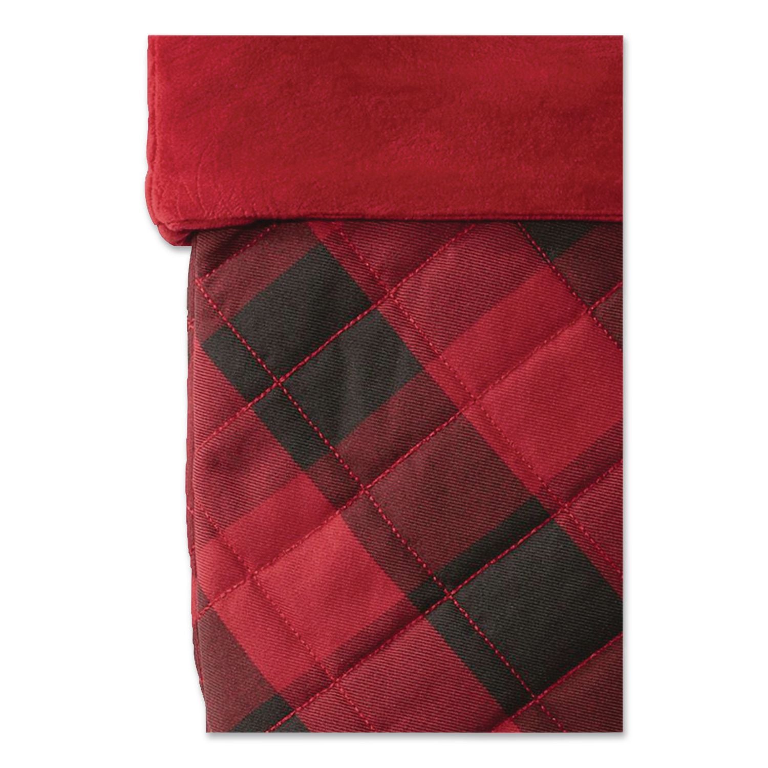 Tartan Velvet Stocking, 8.5 X 22, Red/Black Buffalo Check