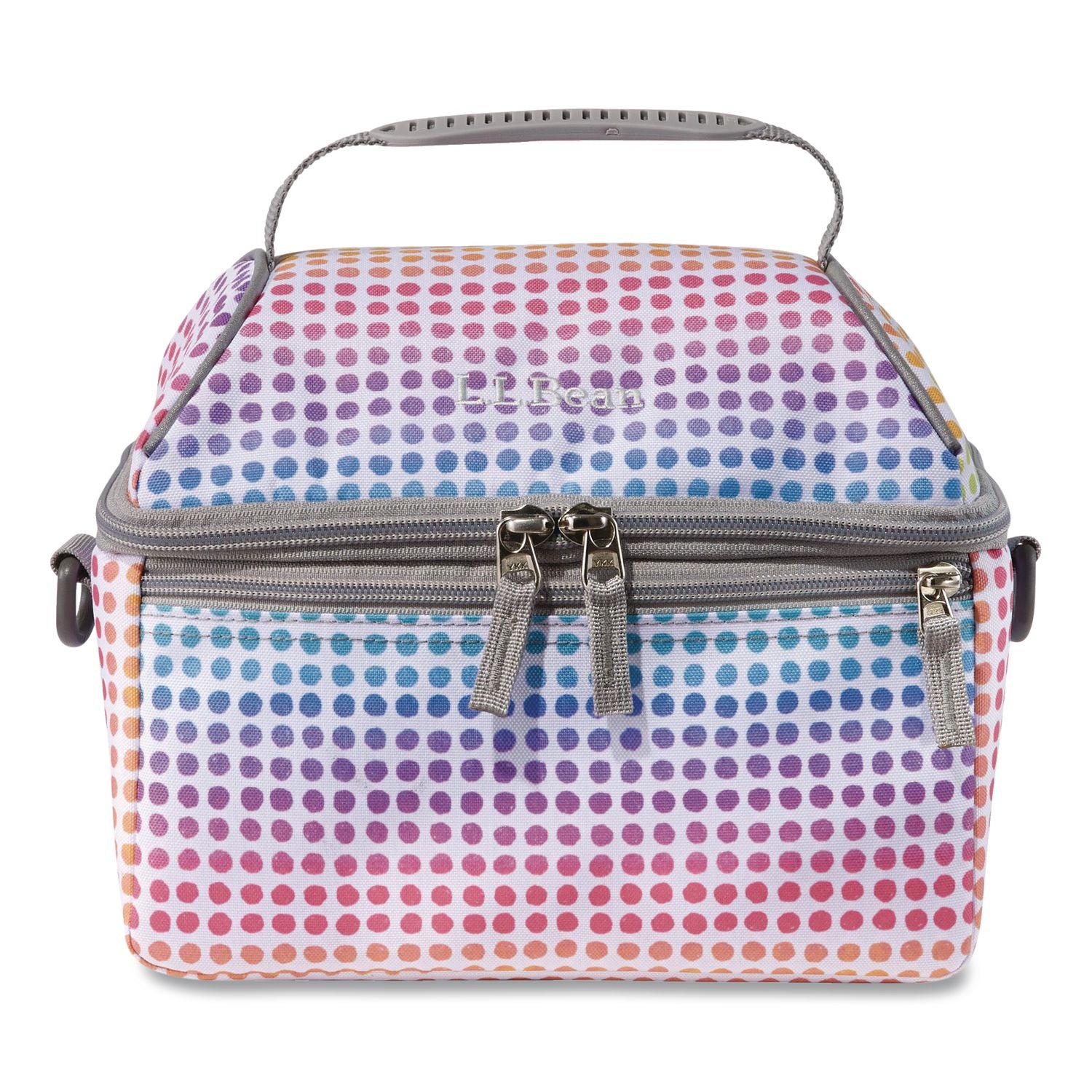 Flip-Top Insulated Lunch Box, 9 X 5 X 7, Rainbow Dots