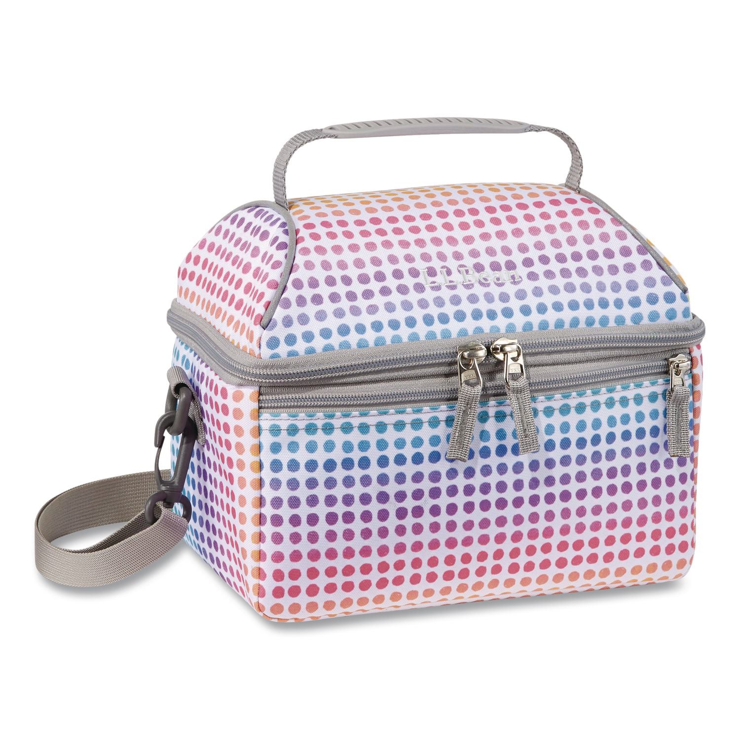 Flip-Top Insulated Lunch Box, 9 X 5 X 7, Rainbow Dots