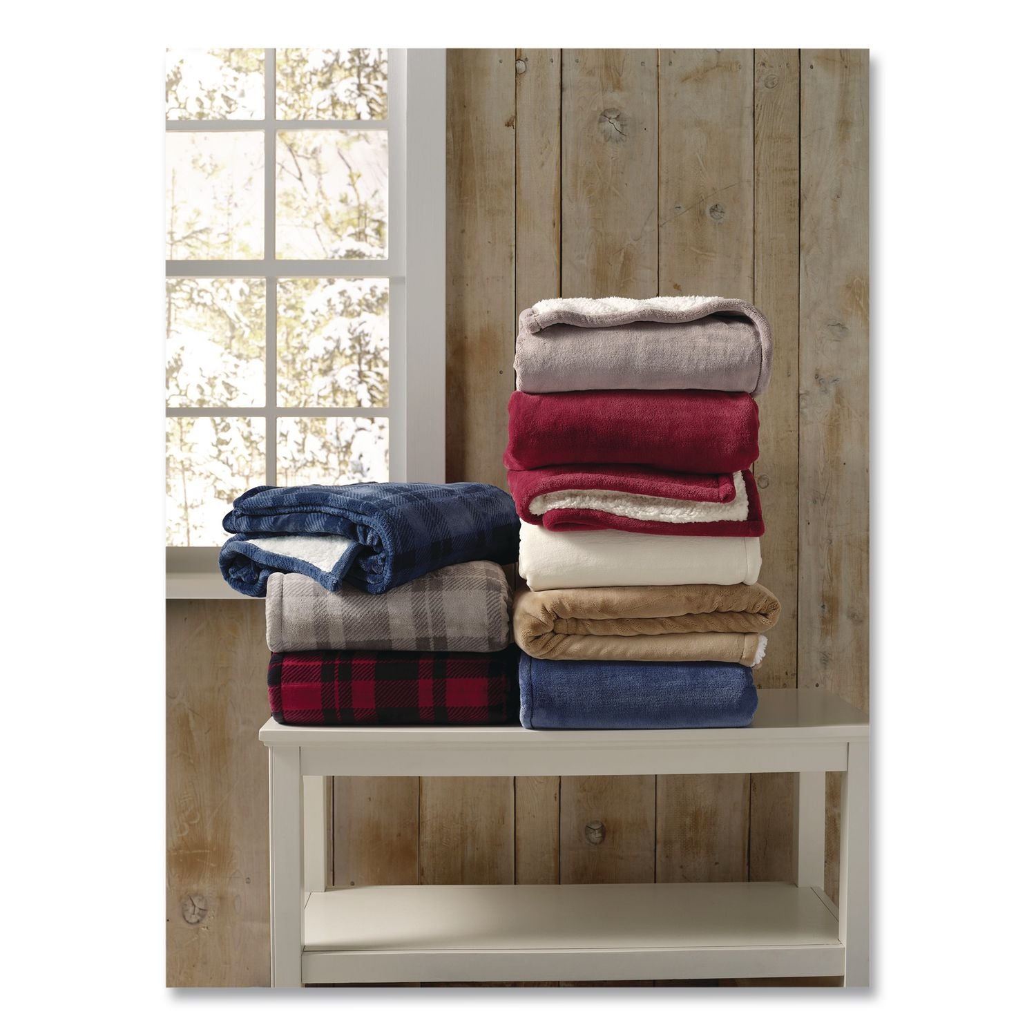 Wicked Plush Sherpa Throw, 50 X 60, Harbor Gray Plaid