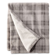 Wicked Plush Sherpa Throw, 50 X 60, Harbor Gray Plaid