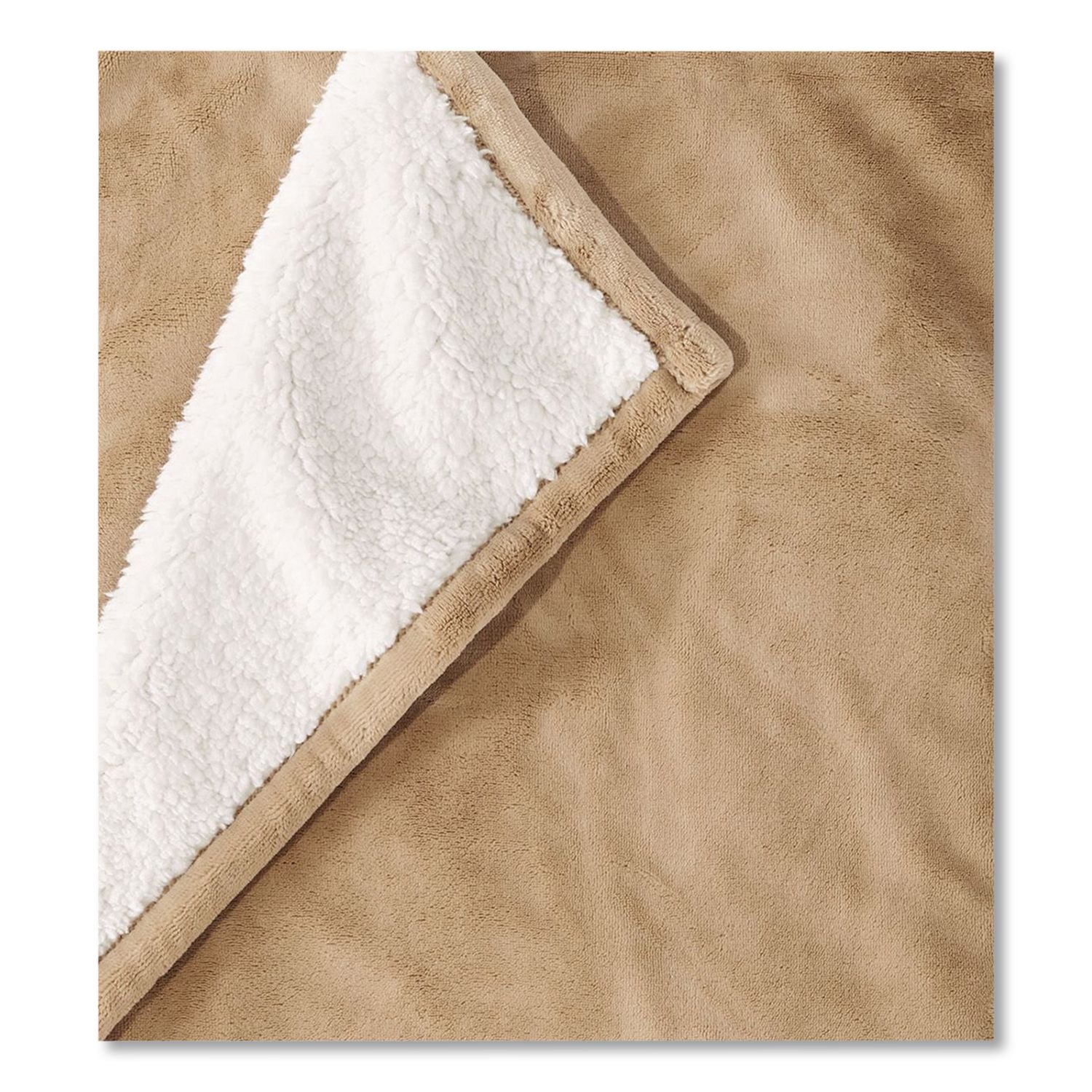 Wicked Plush Sherpa Throw, 50 X 60, Camel Brown