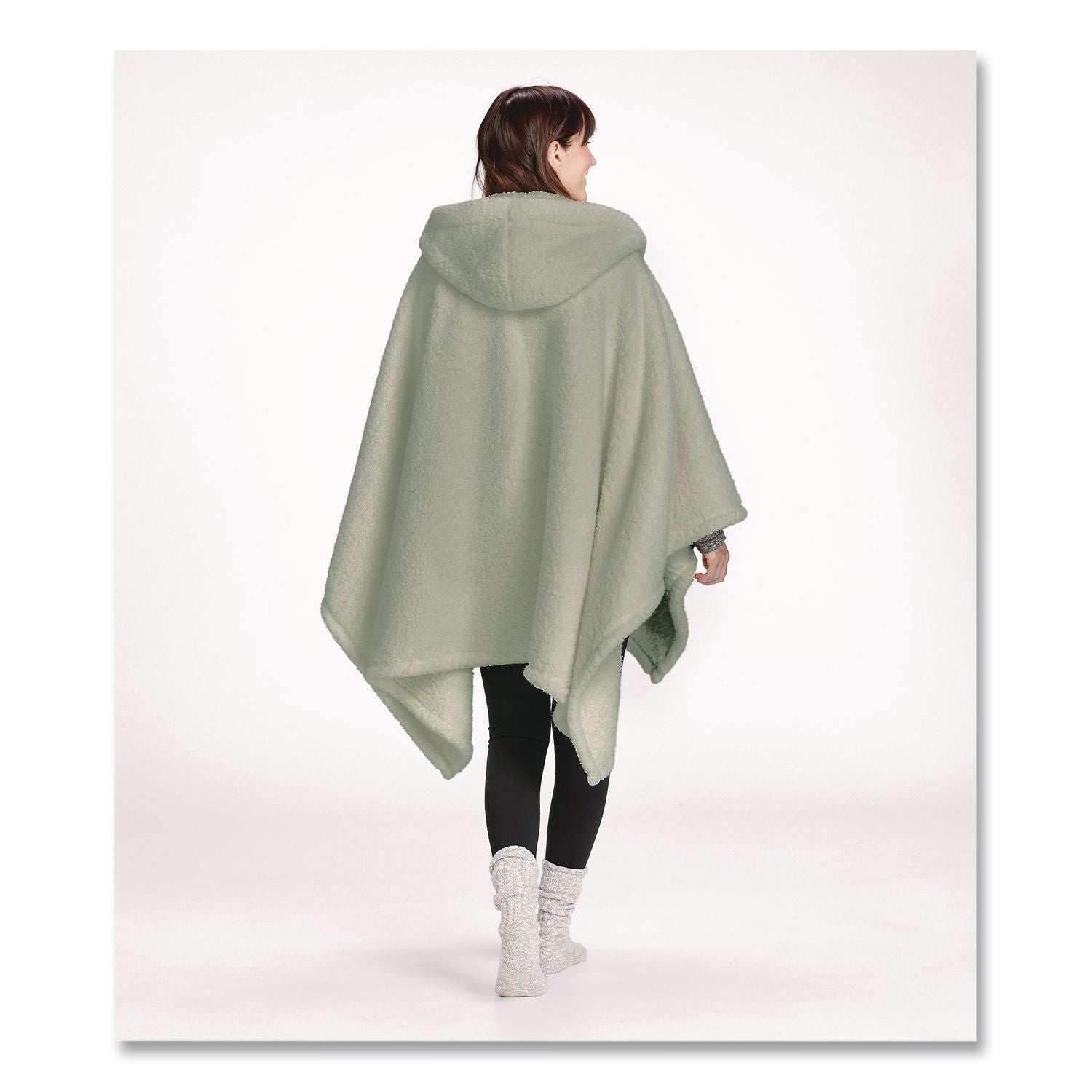 Cozy Sherpa Wearable Throw, 58 X 60, Silver Sage