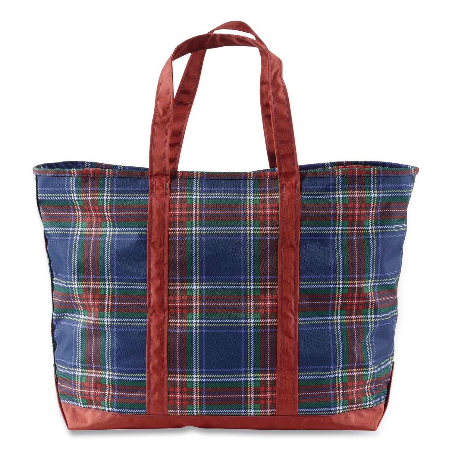 Large Polyester Everyday Lightweight Tote, 17" X 7.5" X 15", Navy Stewart/Red