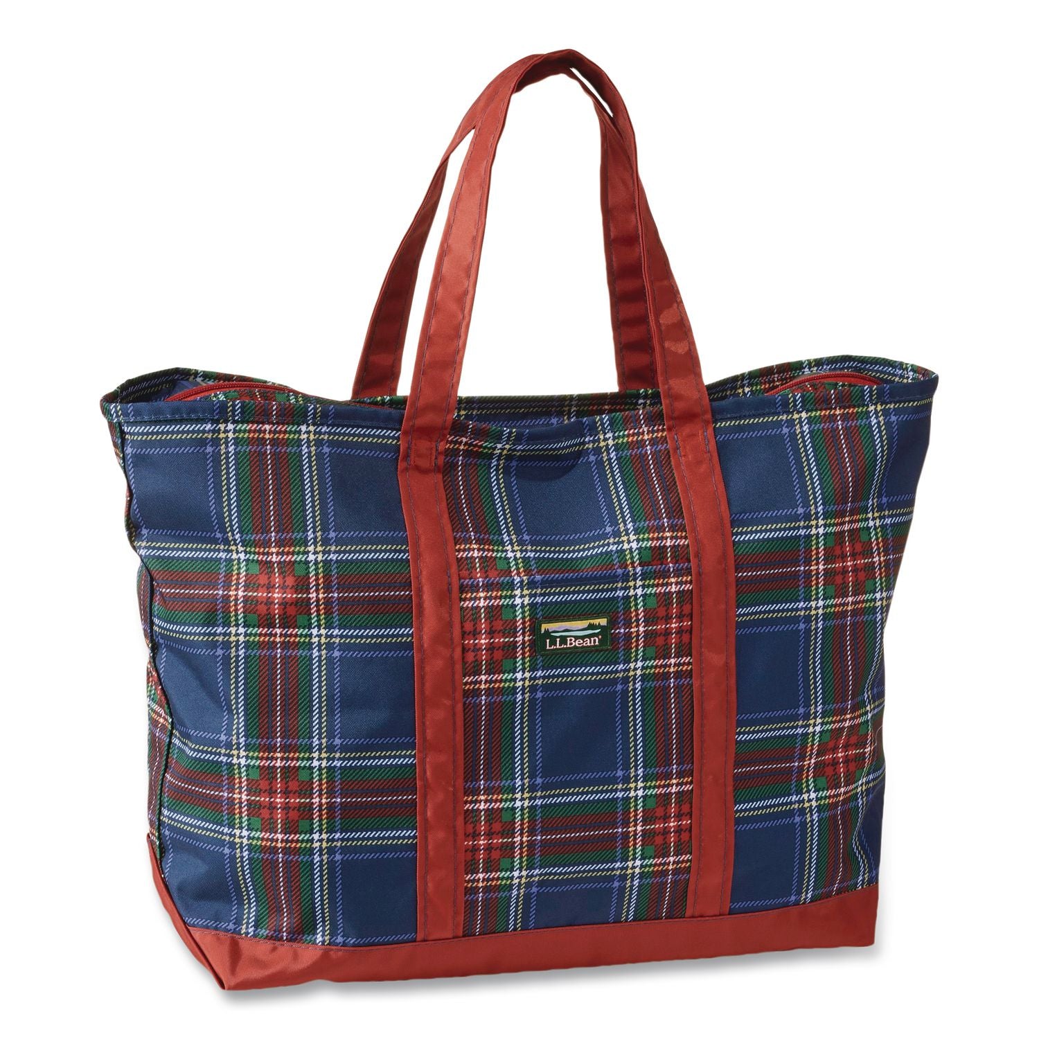 Large Polyester Everyday Lightweight Tote, 17" X 7.5" X 15", Navy Stewart/Red
