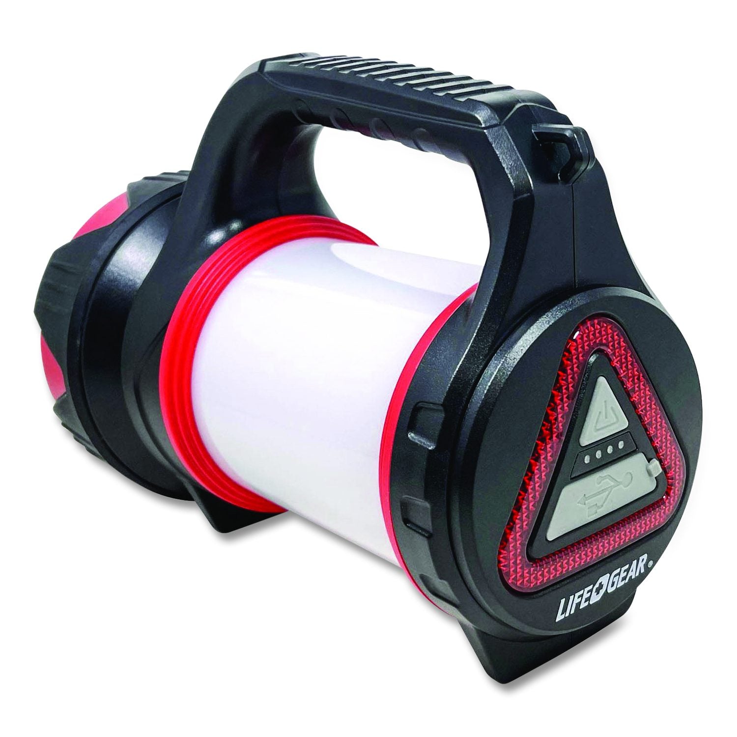 Lifegear USB Rechargeable Multi-Mode Lantern, Rechargeable Lithium Ion Battery (Included), Black/Red