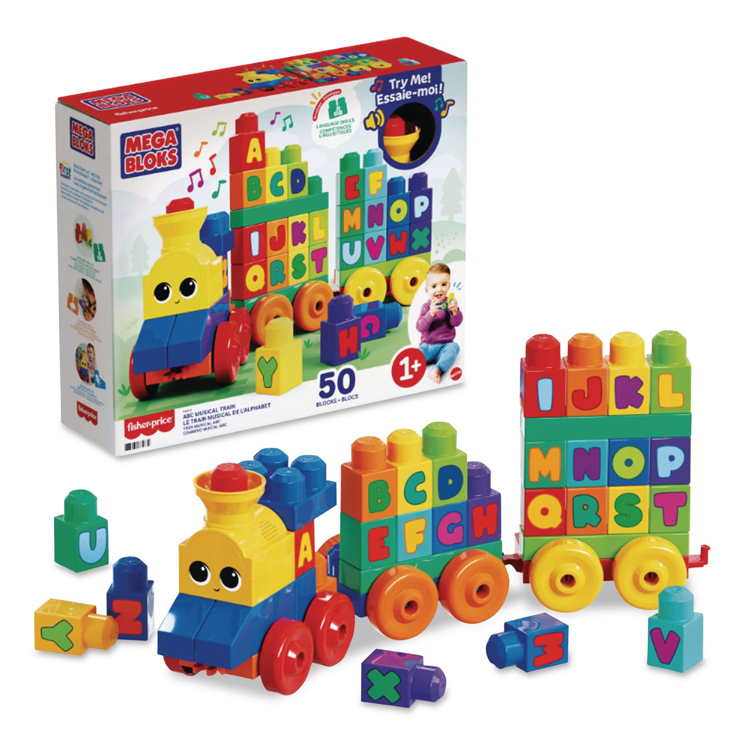 MEGA BLOKS ABC Musical Train, Preschool, 46 Pieces