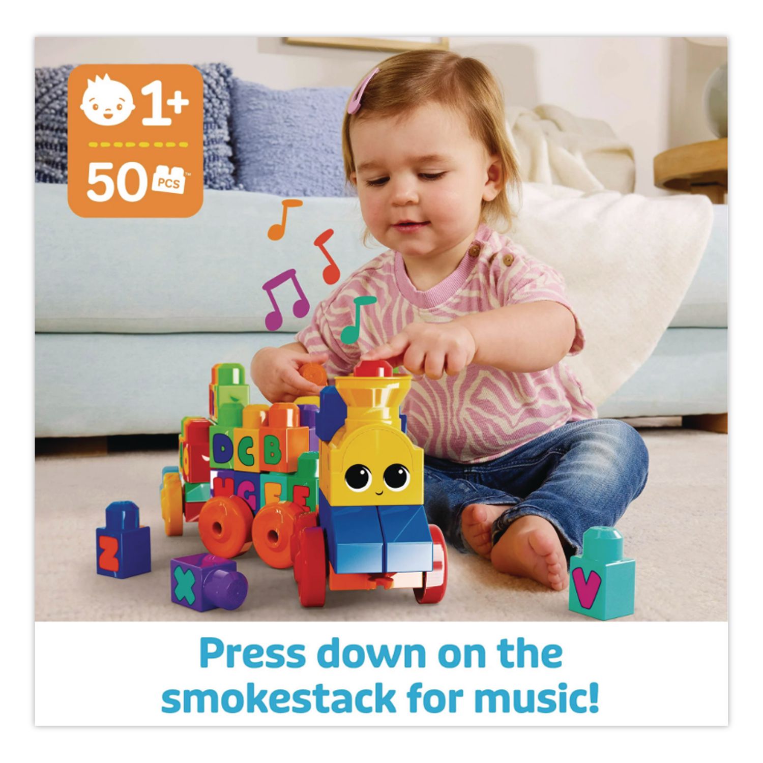 MEGA BLOKS ABC Musical Train, Preschool, 46 Pieces