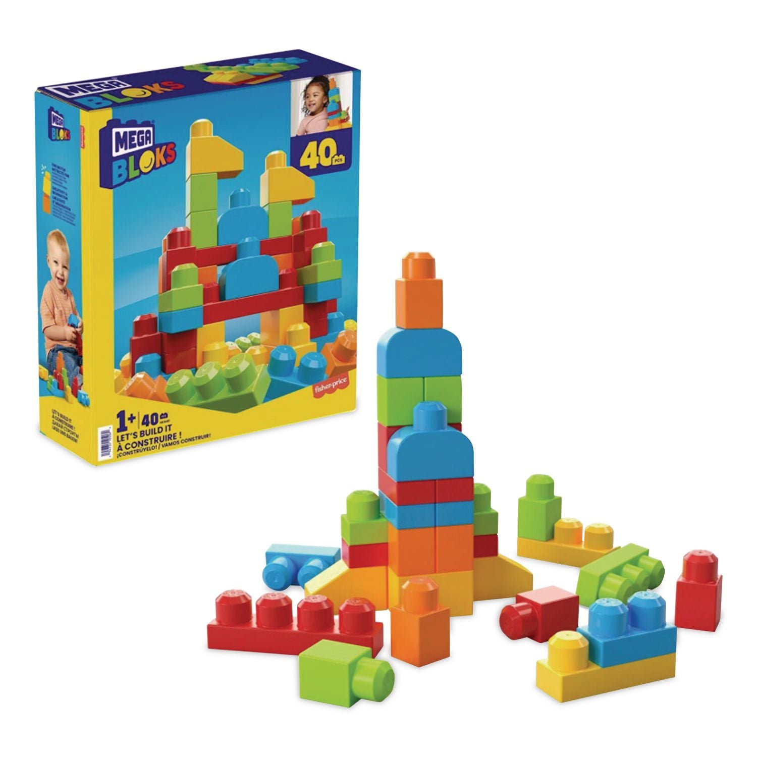 MEGA BLOKS Let'S Build It, Ages 1 To 3, 40 Pieces