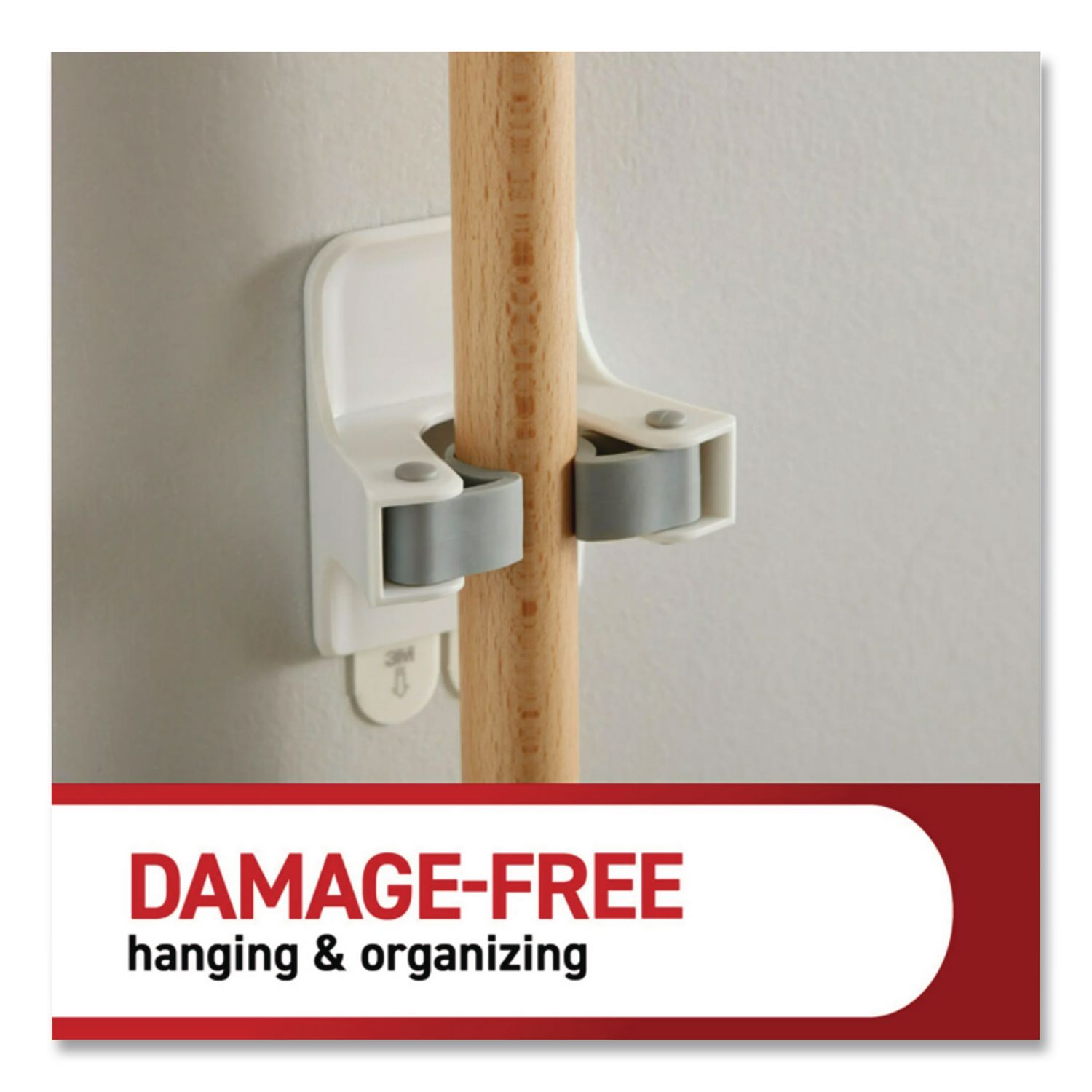 Closet Organization Essentials Variety Kit, Broom Gripper And (2) Utility Hooks, Plastic, White, Supports 4 Lb, 3/Pack