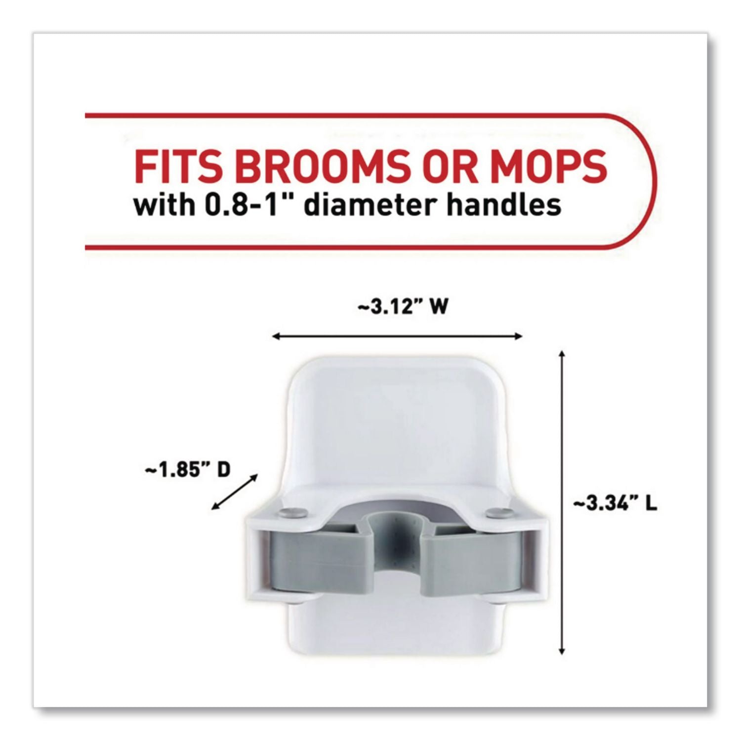 Closet Organization Essentials Variety Kit, Broom Gripper And (2) Utility Hooks, Plastic, White, Supports 4 Lb, 3/Pack
