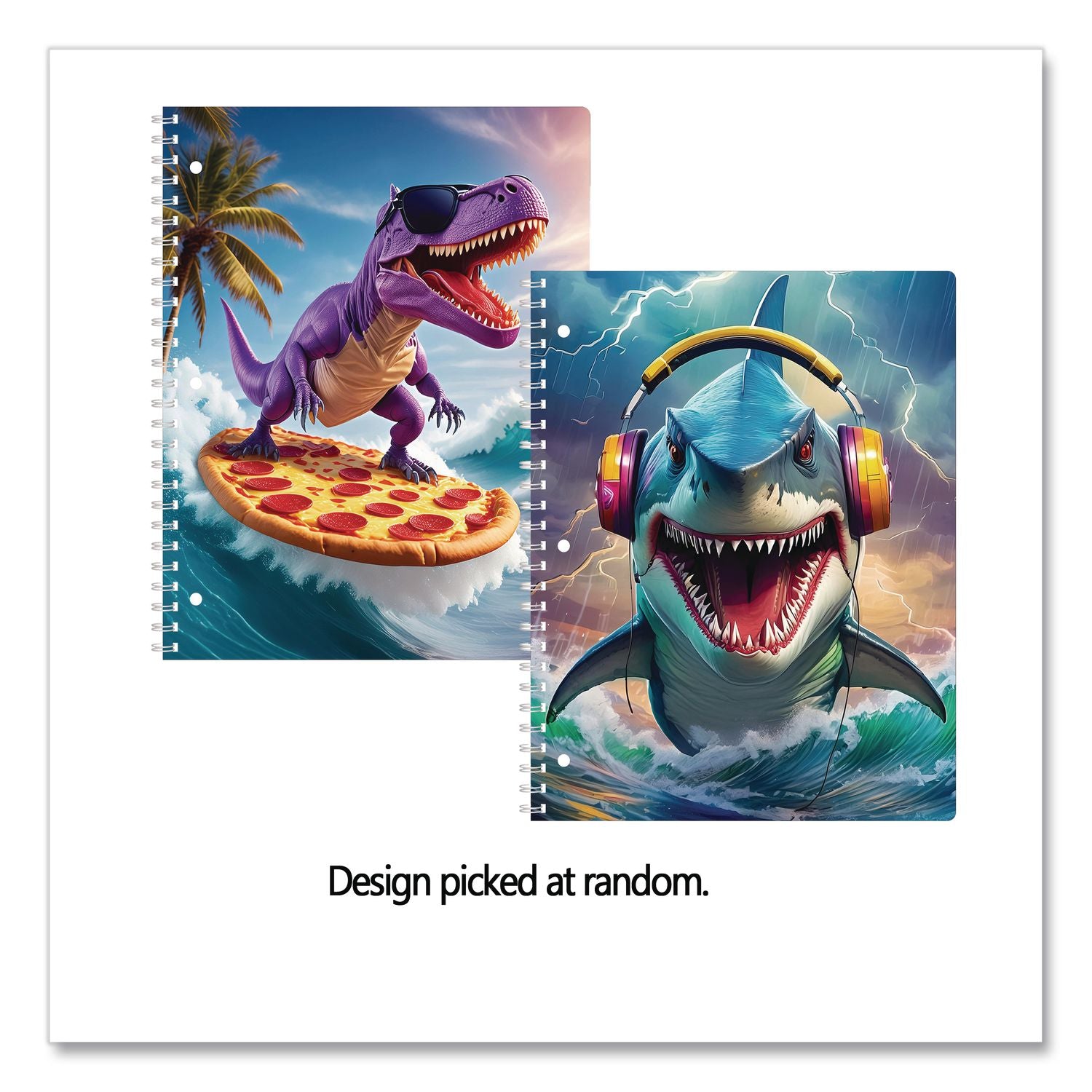 One-Subject Notebook, Wide/Legal Rule, Dino Or Shark, Randomly Assorted, (80) 11 X 8.5 Sheets