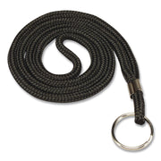 Rope Lanyard With Ring, Metal Ring Fastener, 36" Long, Black