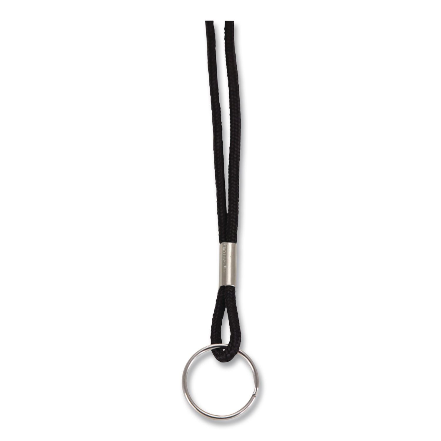 Rope Lanyard With Ring, Metal Ring Fastener, 36" Long, Black