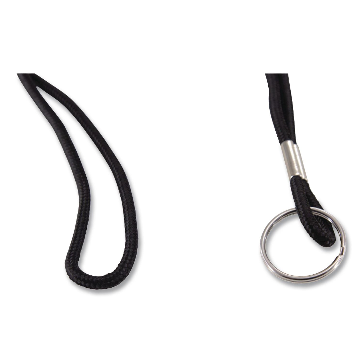 Rope Lanyard With Ring, Metal Ring Fastener, 36" Long, Black