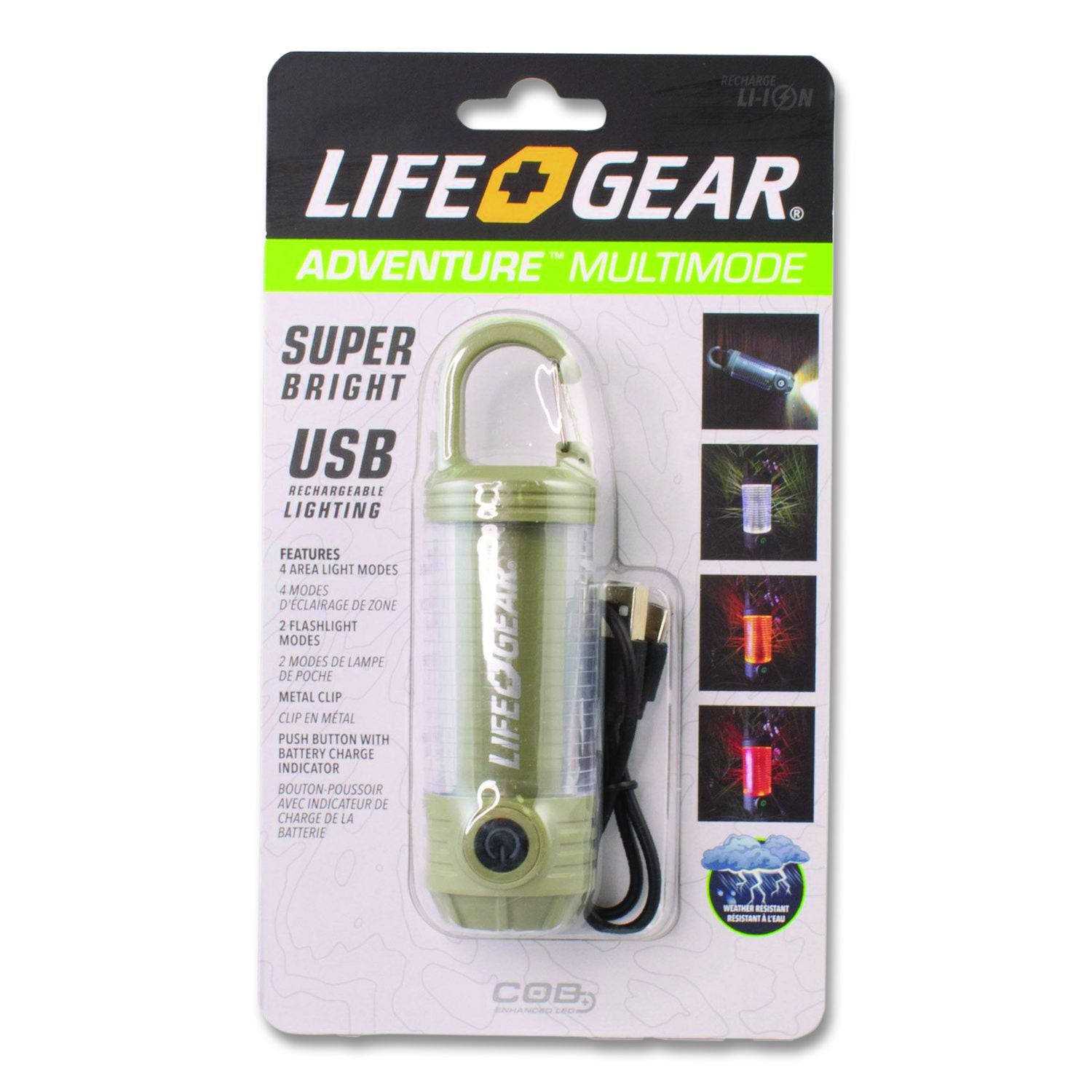 Adventure Multi Mode Rechargeable Light, Lithium Ion Rechargeable Battery (Included), Green