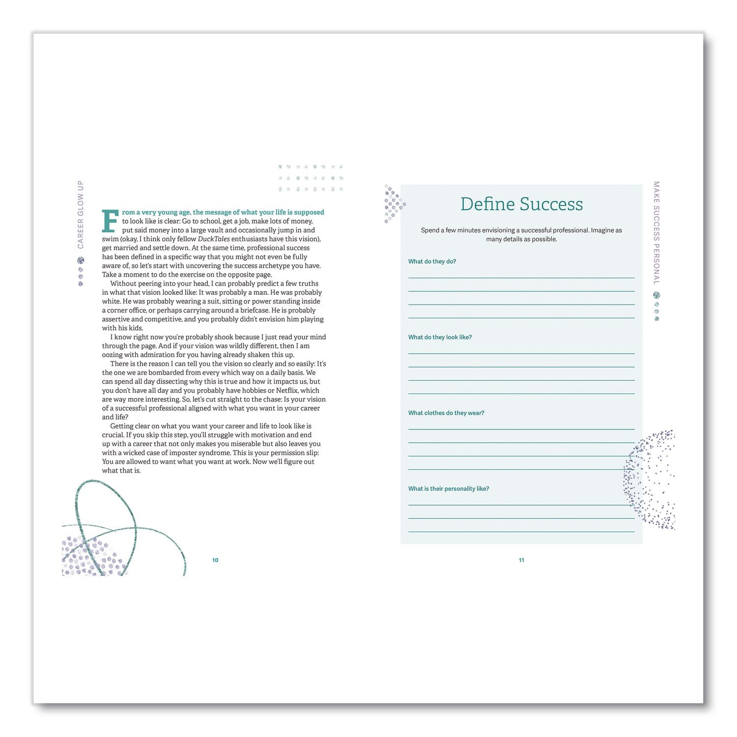 Career Glow Up Self-Help Guided Journal, Blue Cover, (160) 8.75 X 6.75 Sheets