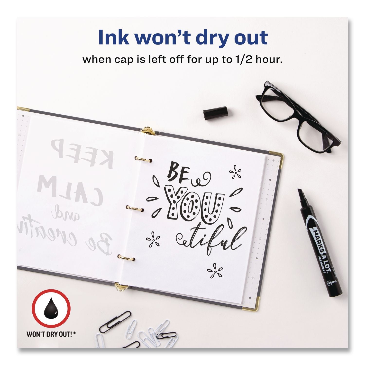 MARKS A LOT Tank Permanent Marker, Chisel Tip, Black