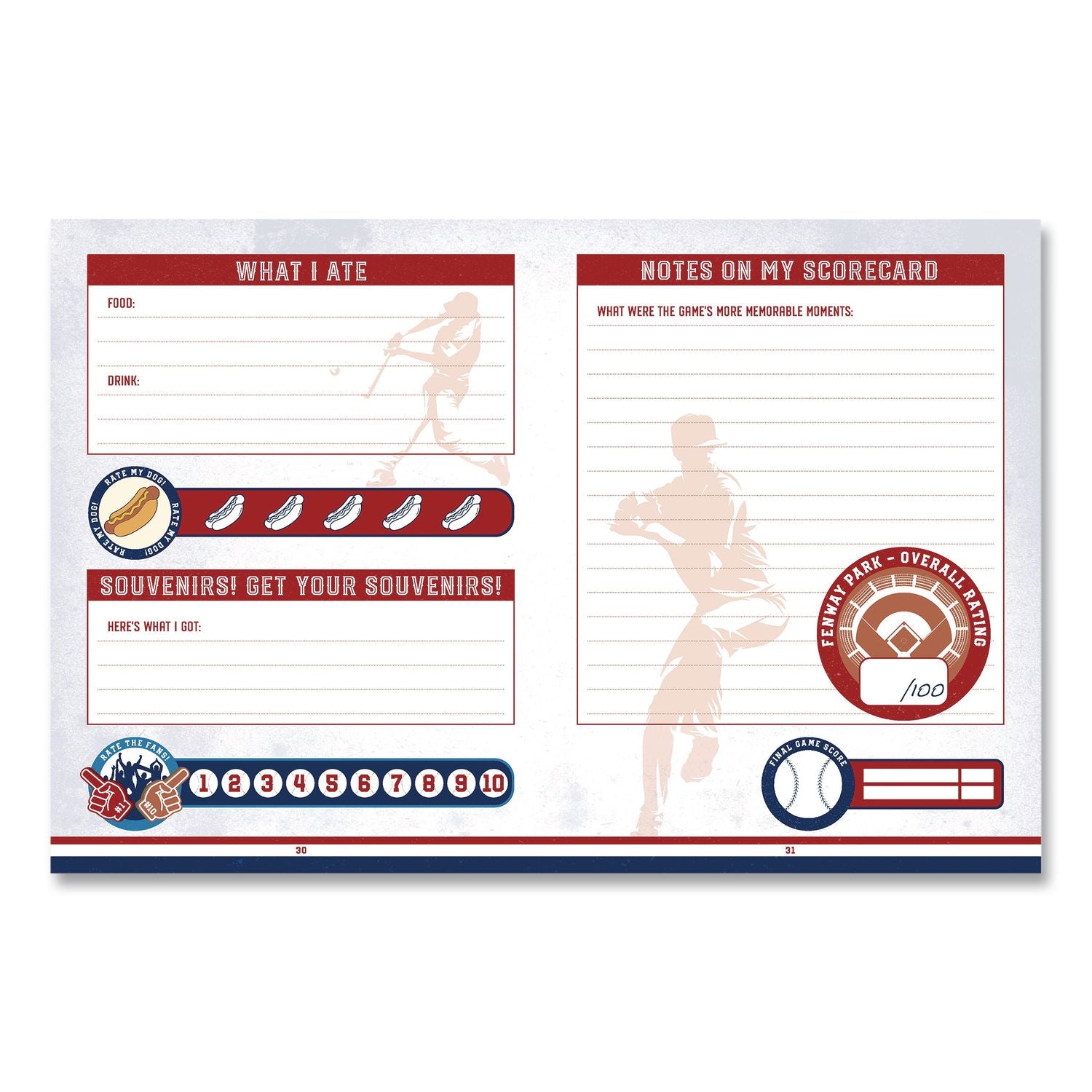 Ballpark Bucket List Guided Journal, Brown Cover, (176) 8 X 6 Sheets