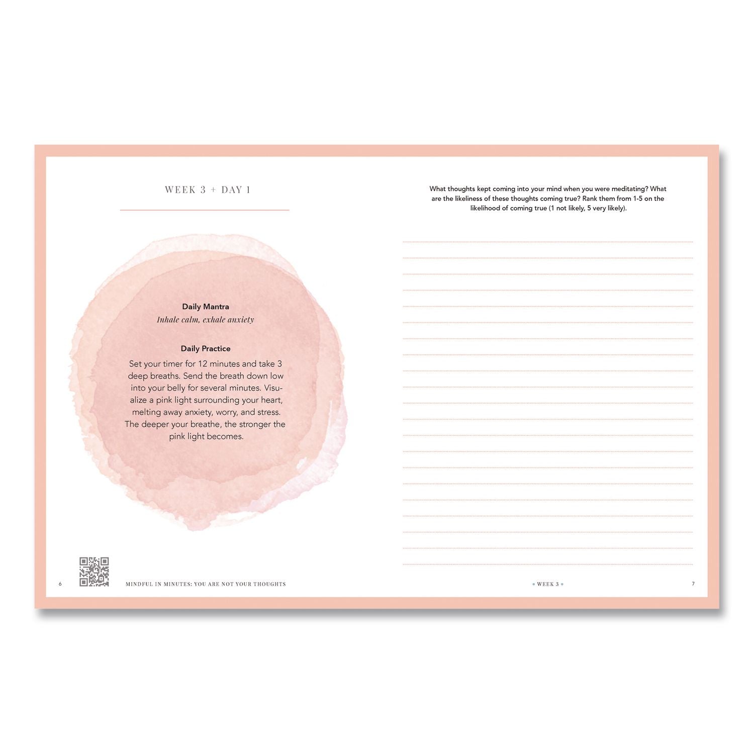 Mindful In Minutes: You Are Not Your Thoughts Journal, White/Green Artwork Cover, (160) 10 X 7.5 Sheets
