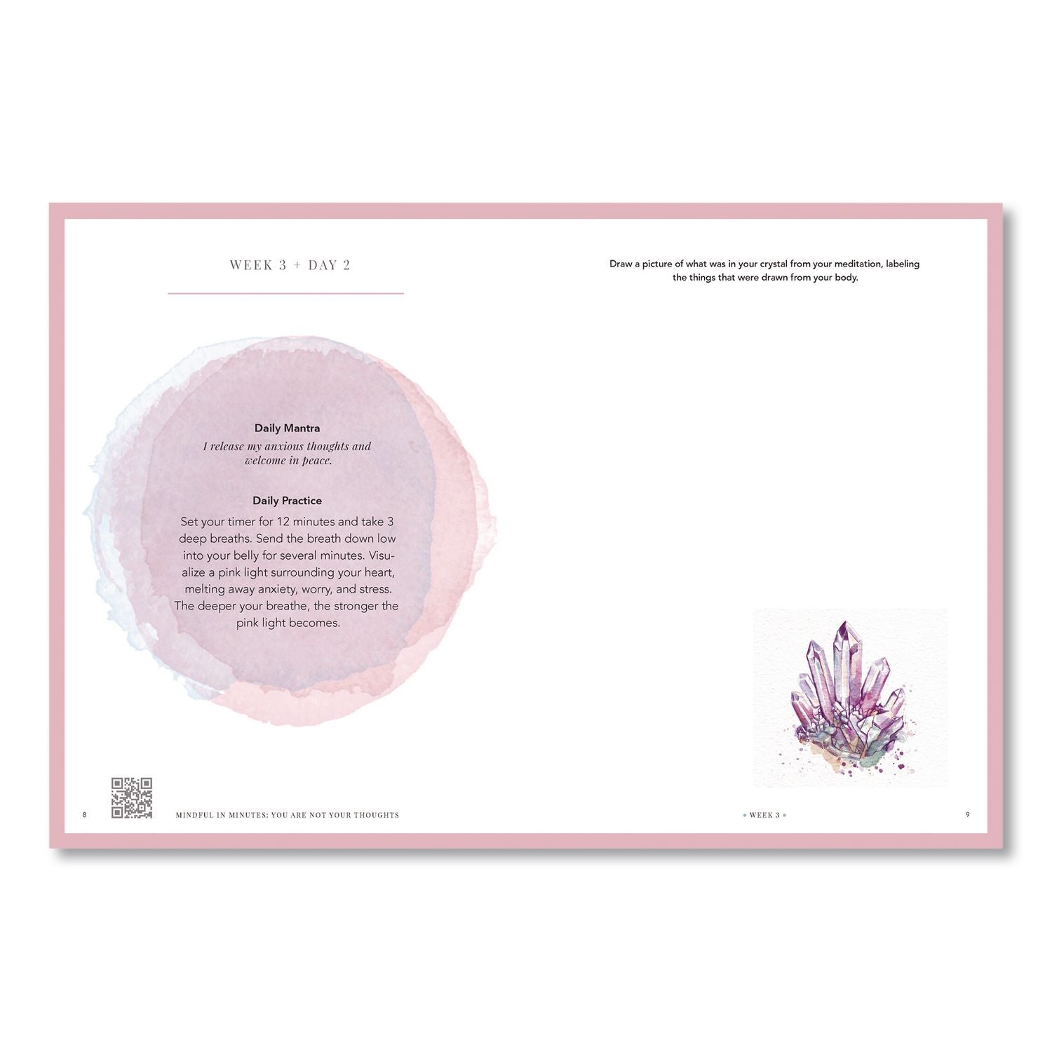 Mindful In Minutes: You Are Not Your Thoughts Journal, White/Green Artwork Cover, (160) 10 X 7.5 Sheets