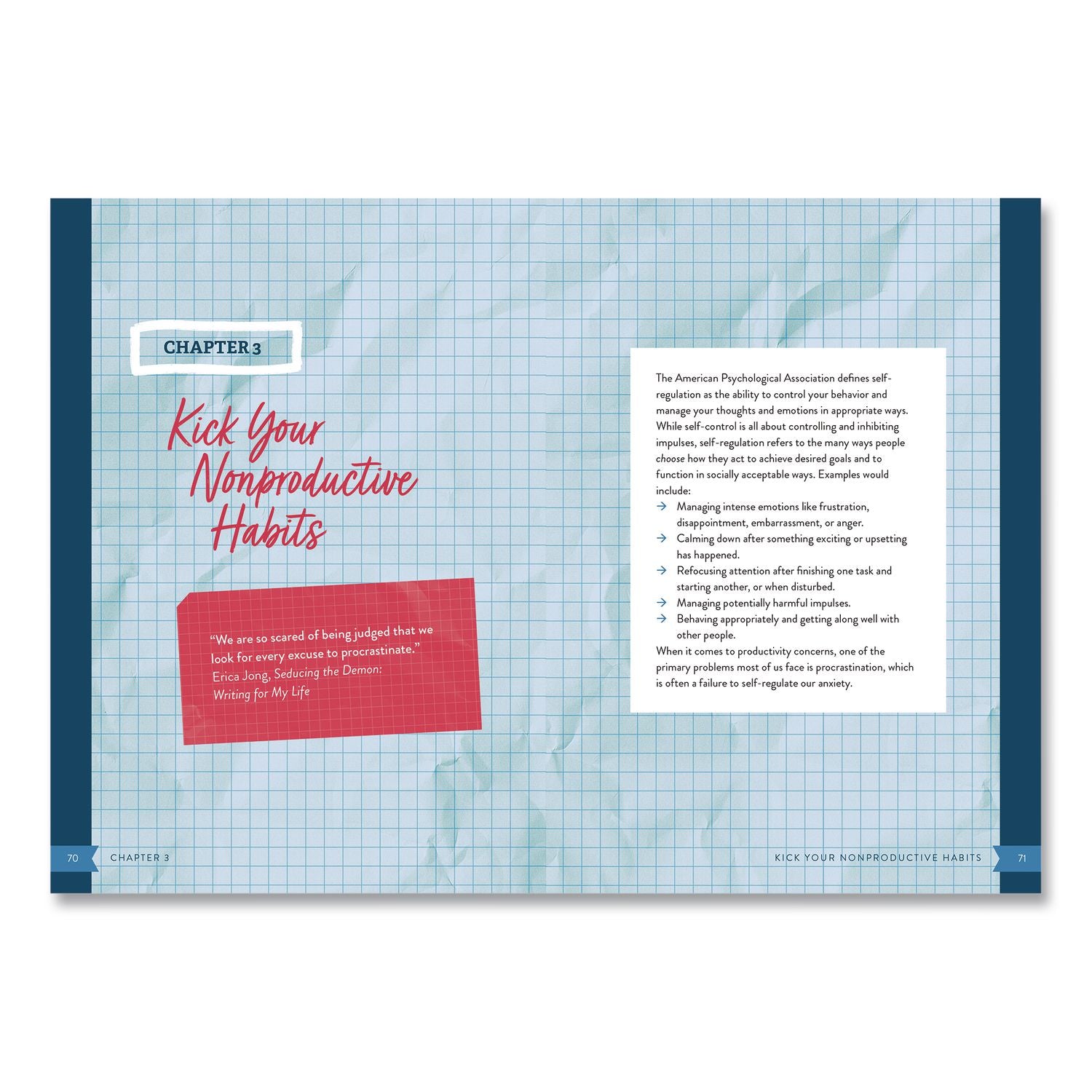 5-Minute Productivity Workbook Journal, White/Blue/Red Cover, (192) 8 X 6 Sheets