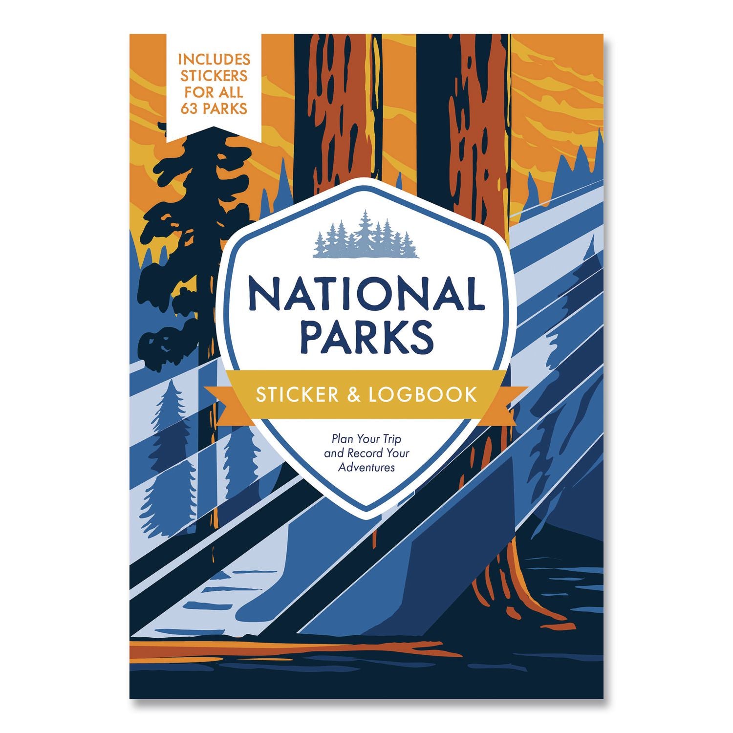 National Parks Sticker And Logbook Guided Journal, Blue/Brown Graphic Cover, (208) 8 X 6 Sheets