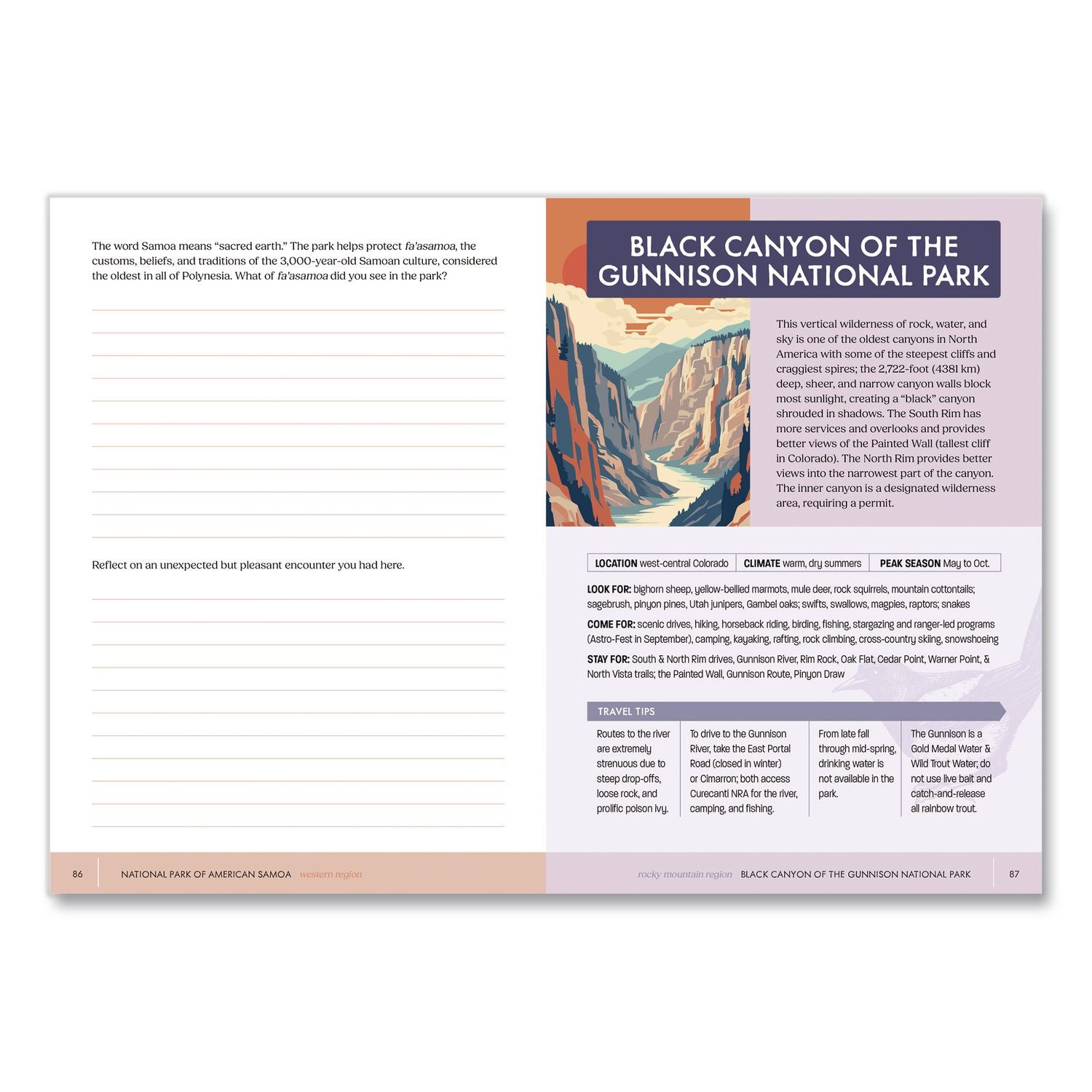 National Parks Sticker And Logbook Guided Journal, Blue/Brown Graphic Cover, (208) 8 X 6 Sheets