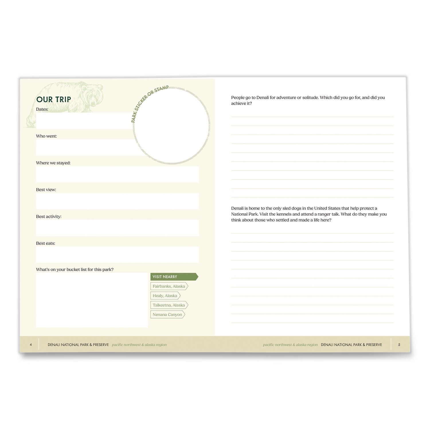 National Parks Sticker And Logbook Guided Journal, Blue/Brown Graphic Cover, (208) 8 X 6 Sheets