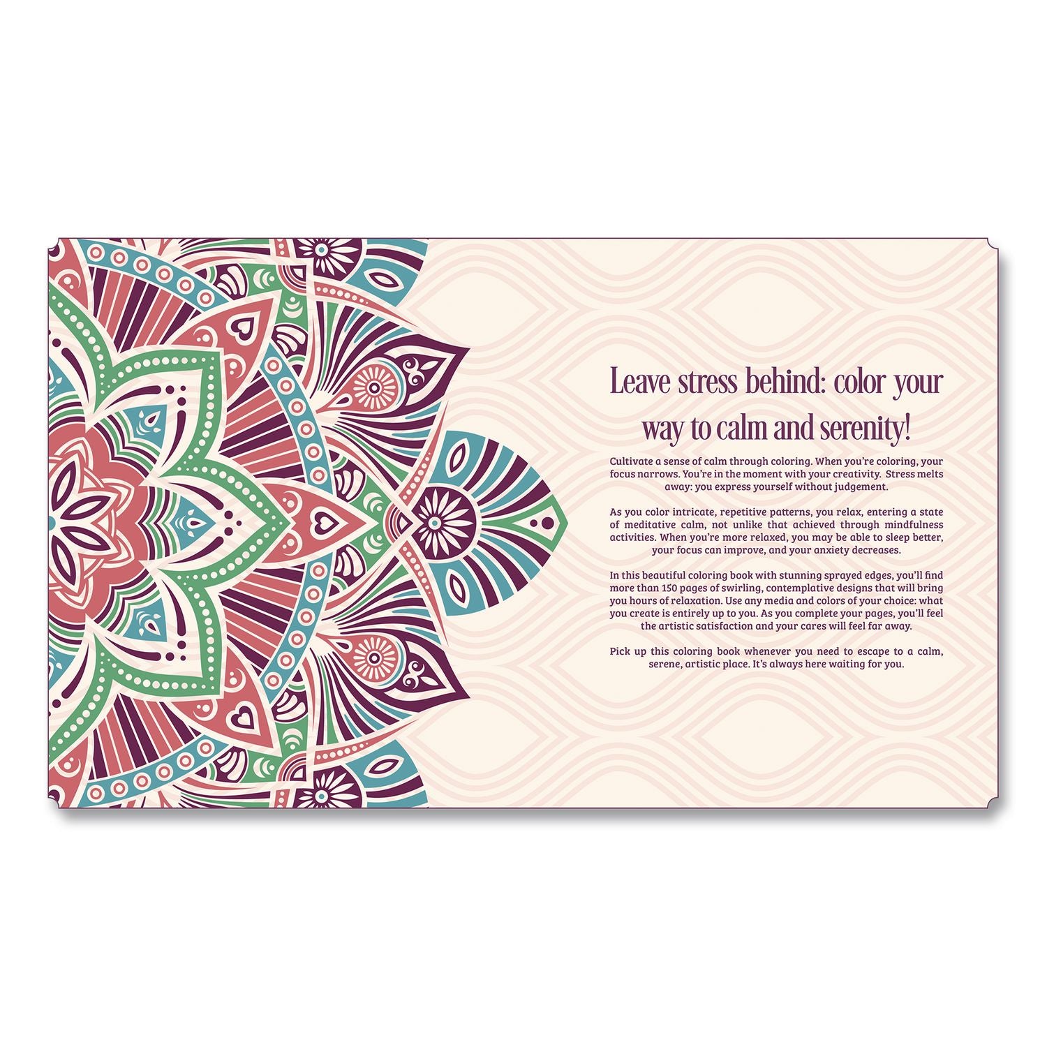 Calm And Serene Coloring Book, All Ages, 8 X 10 Sheets, 150 Pages