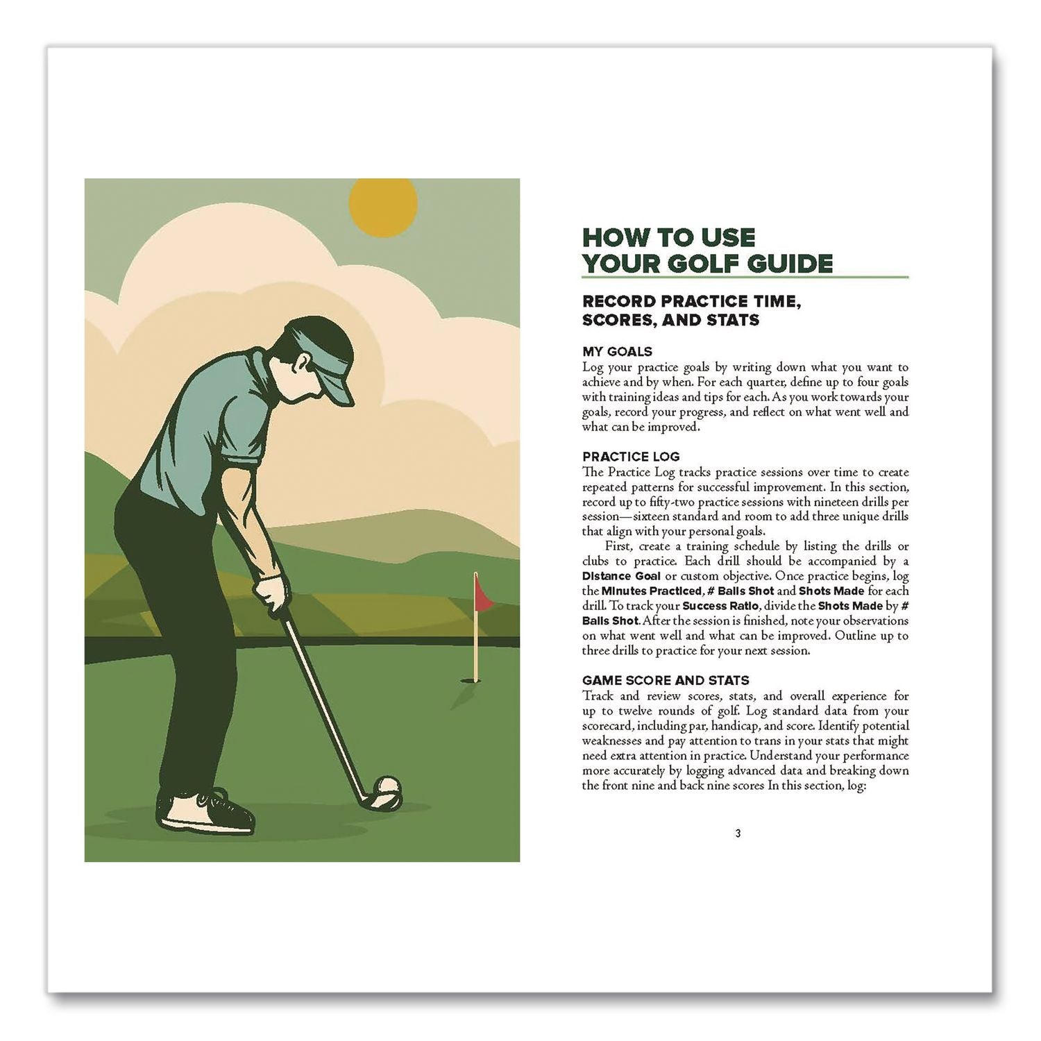Golf Scorecard Guided Journal, Green Cover, (96) 5.5 X 3.5 Sheets