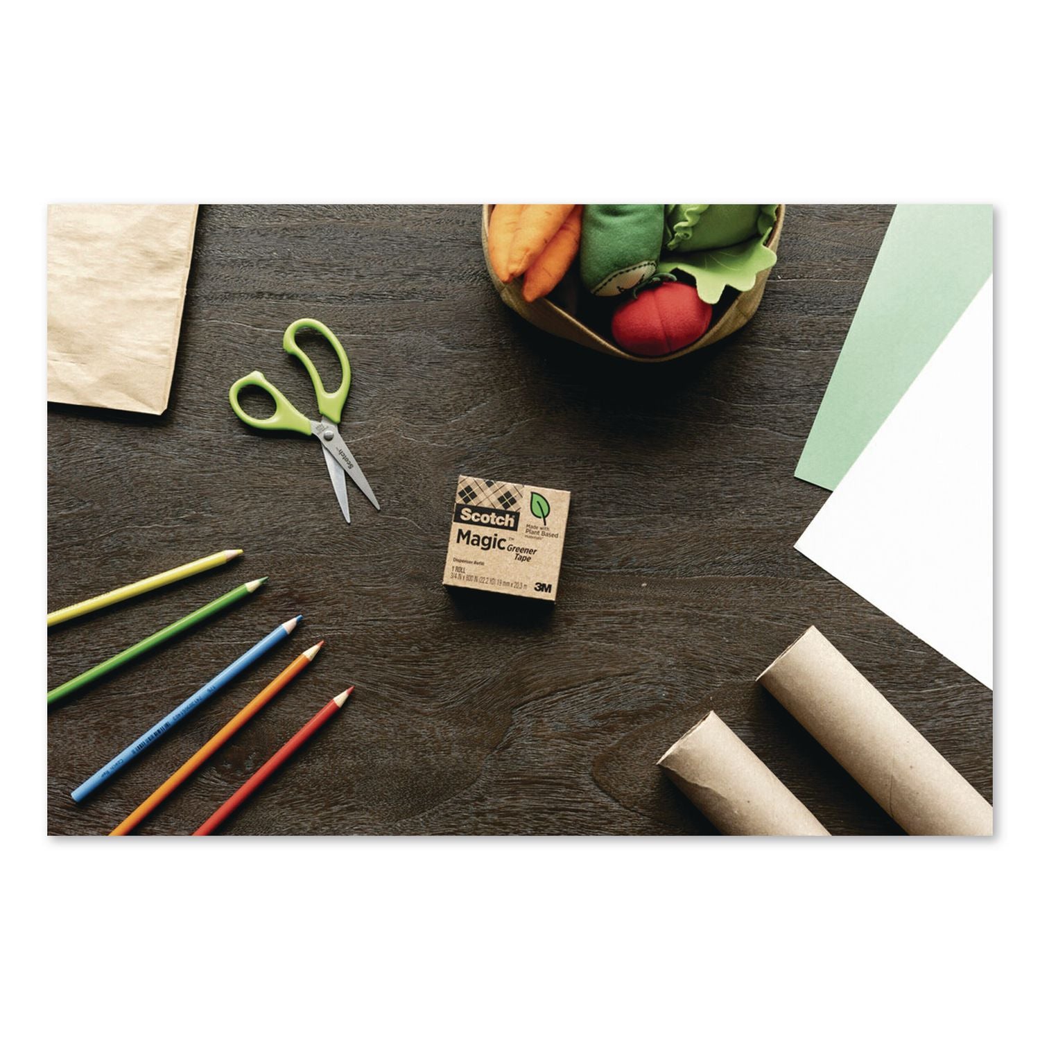 Magic Greener Tape Refill, 1" Core, 0.75" X 25 Yd, Transparent, 6 Rolls/Pack