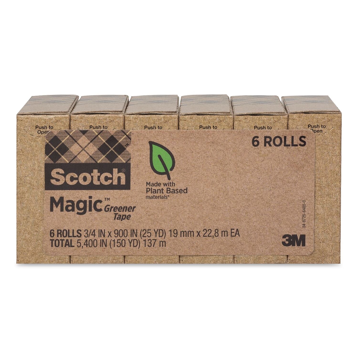 Magic Greener Tape Refill, 1" Core, 0.75" X 25 Yd, Transparent, 6 Rolls/Pack