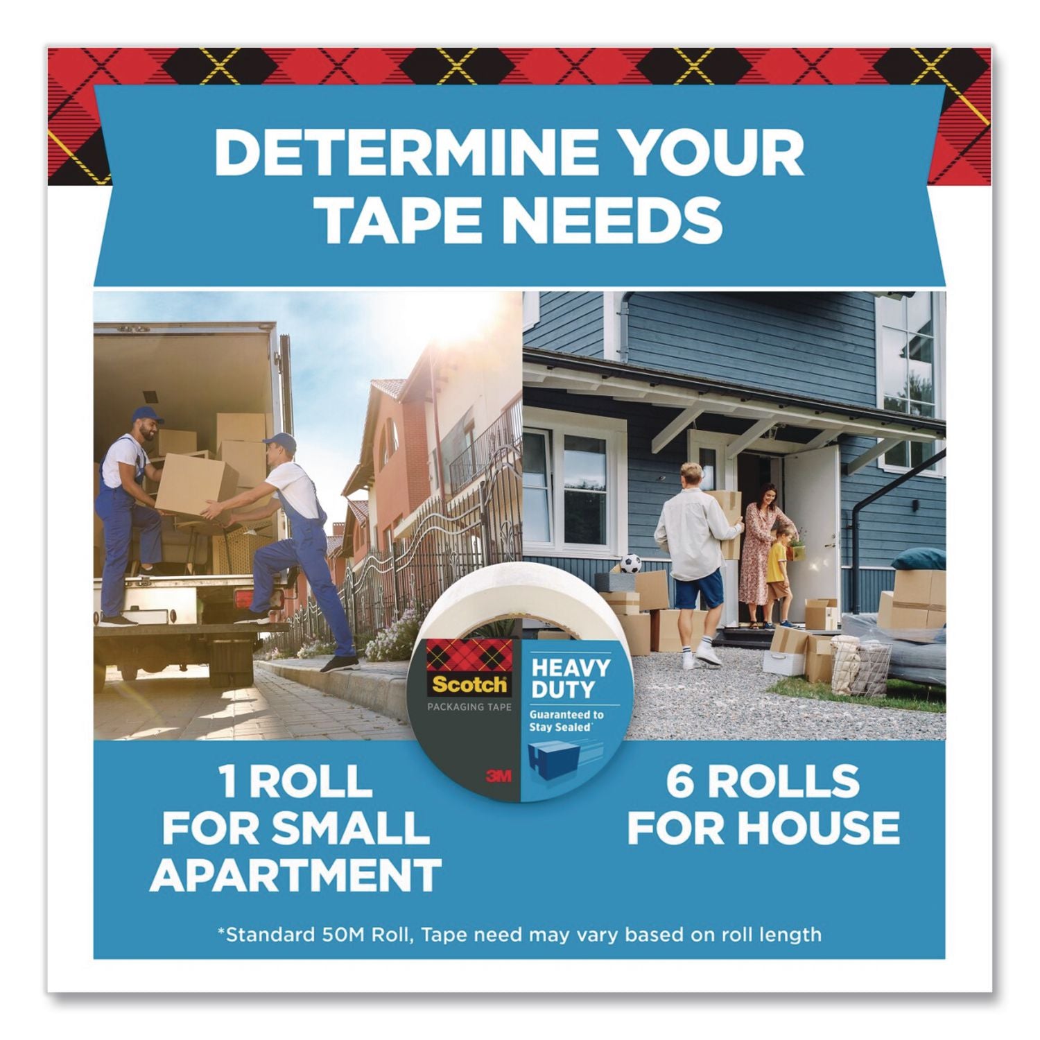 3850 Heavy-Duty Packaging Tape With Dispenser, 3" Core, 1.88" X 54.6 Yd, Clear, 2 Rolls/Pack