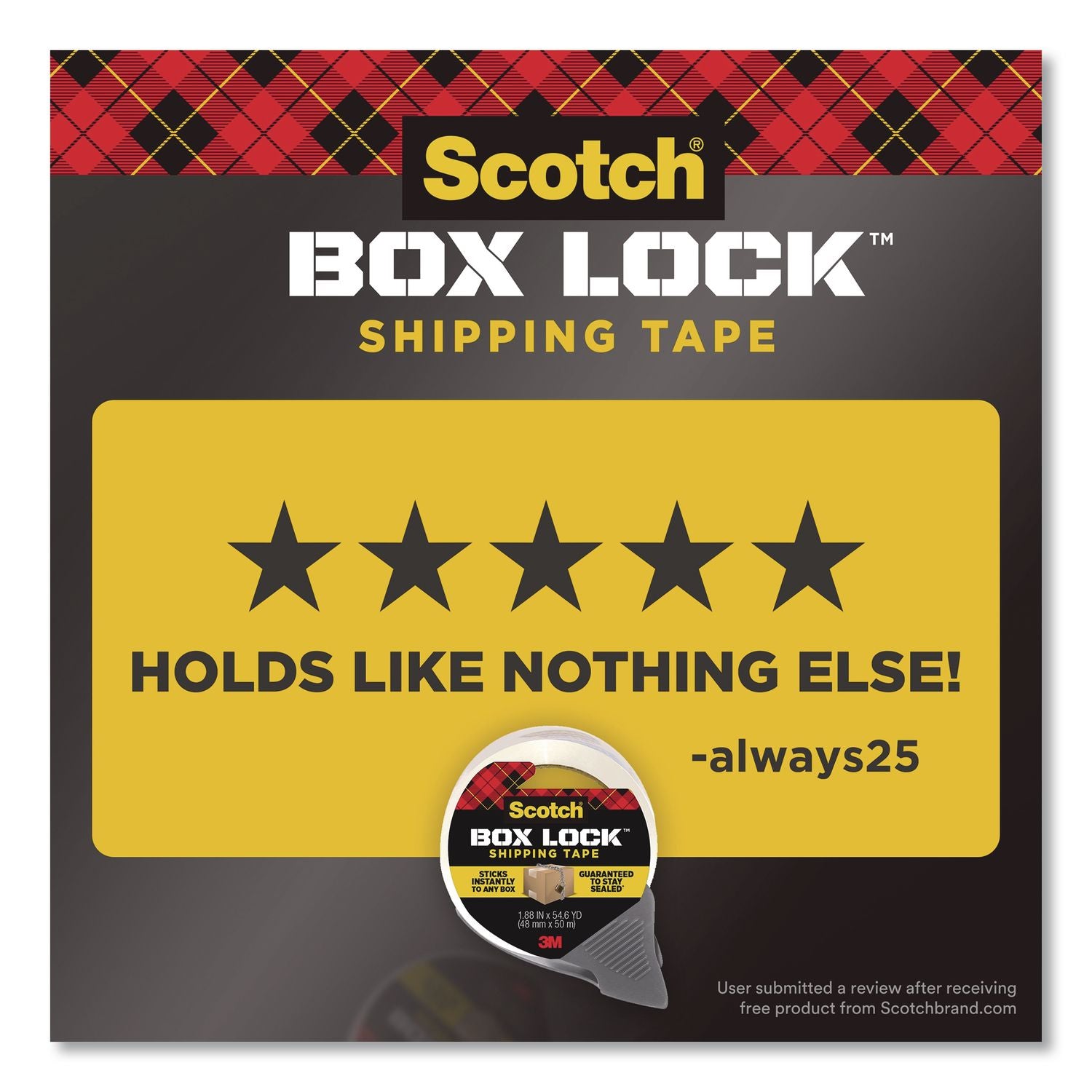 Box Lock Packaging And Shipping Tape, 3" Core, 1.88" X 38.2 Yd, Clear, 3/Pack