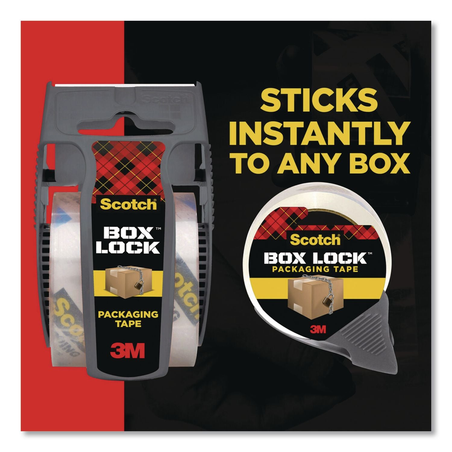 Box Lock Packaging And Shipping Tape, 3" Core, 1.88" X 38.2 Yd, Clear, 3/Pack