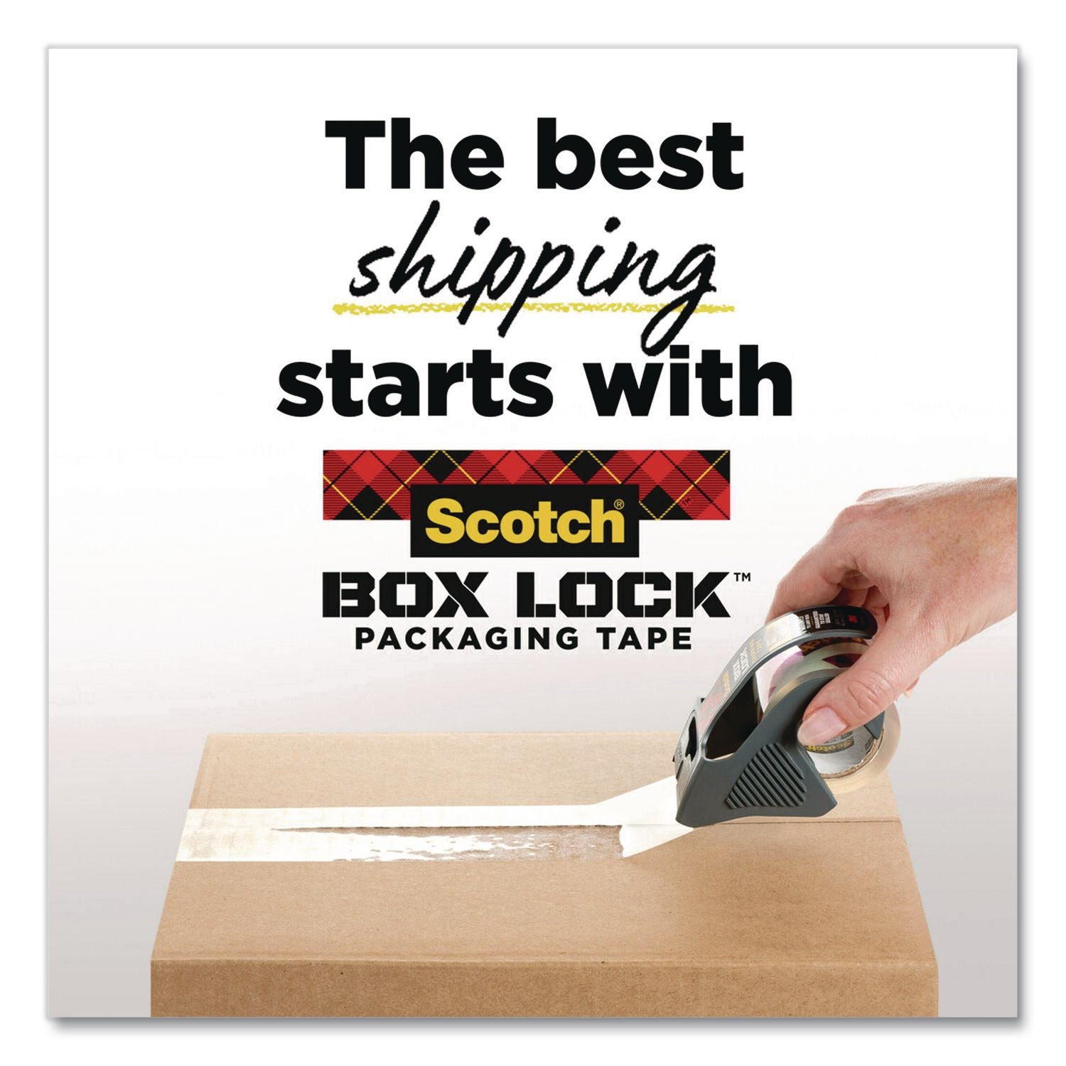 Box Lock Packaging And Shipping Tape, 3" Core, 1.88" X 38.2 Yd, Clear, 3/Pack