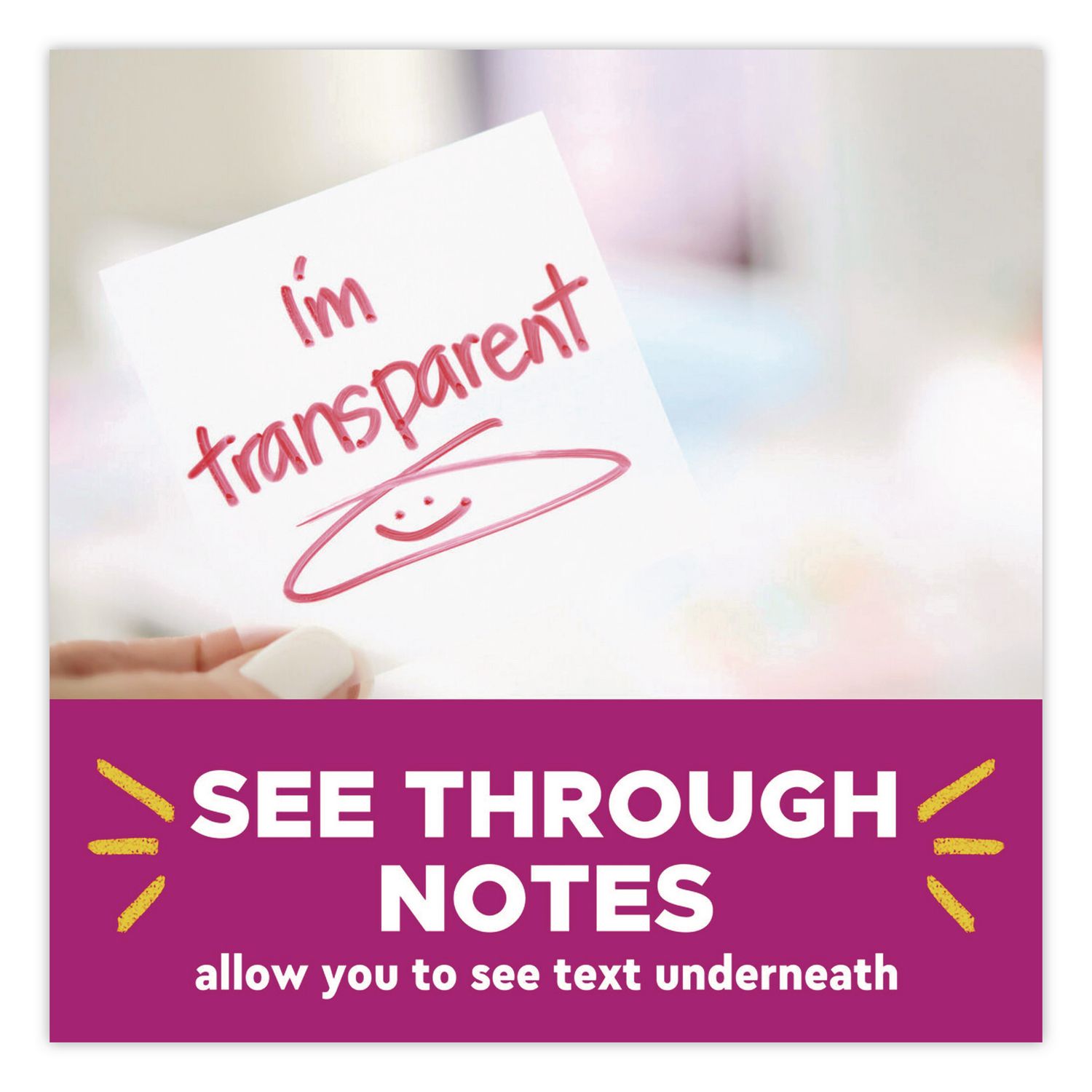 Transparent Notes, 2.88" X 2.88", Assorted Colors (Transparent Blue And Clear), 36 Sheets/Pad, 2 Pads/Pack