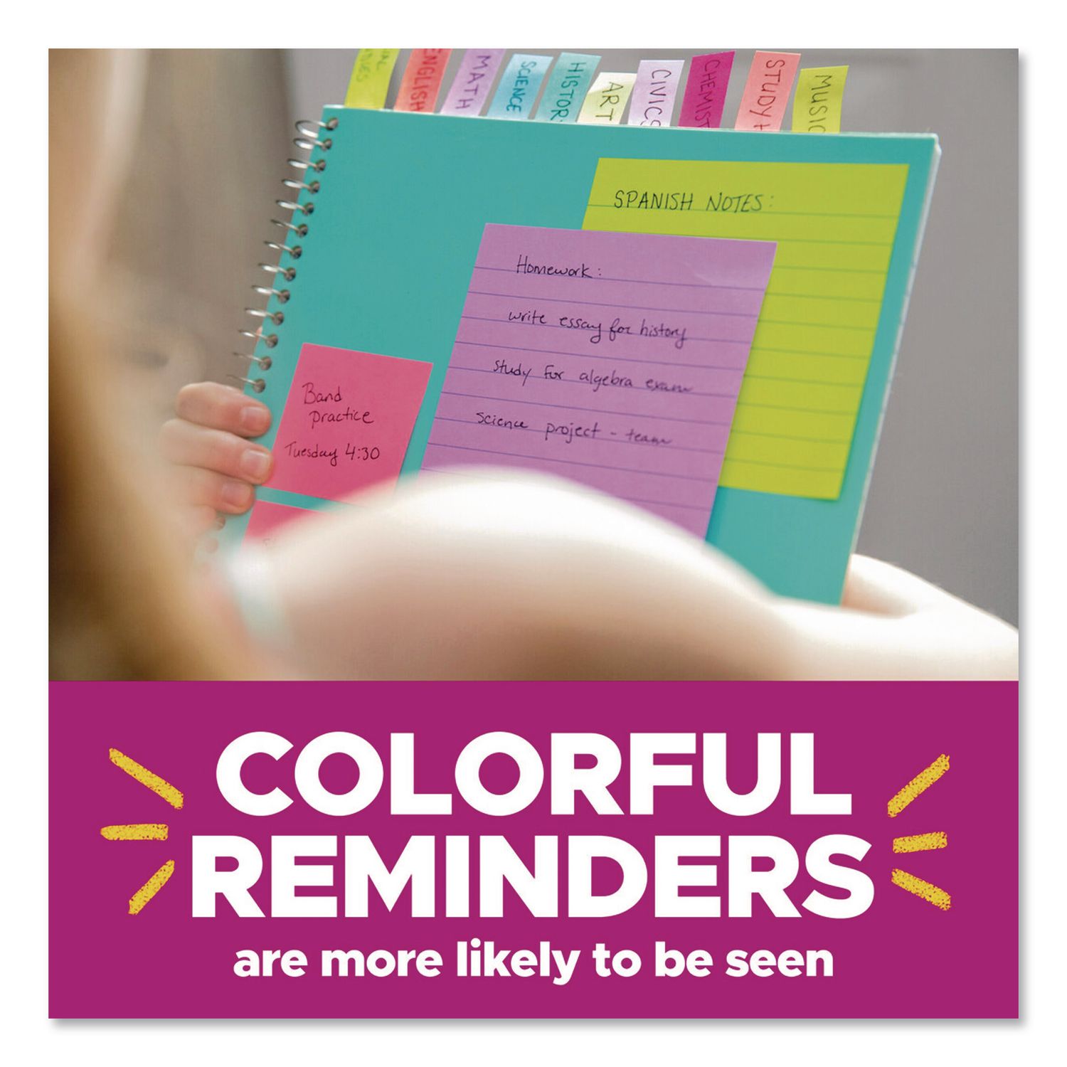 Pads In Playful Primary Colors, Note Ruled, 4" X 4", 90 Sheets/Pad, 4 Pads/Pack