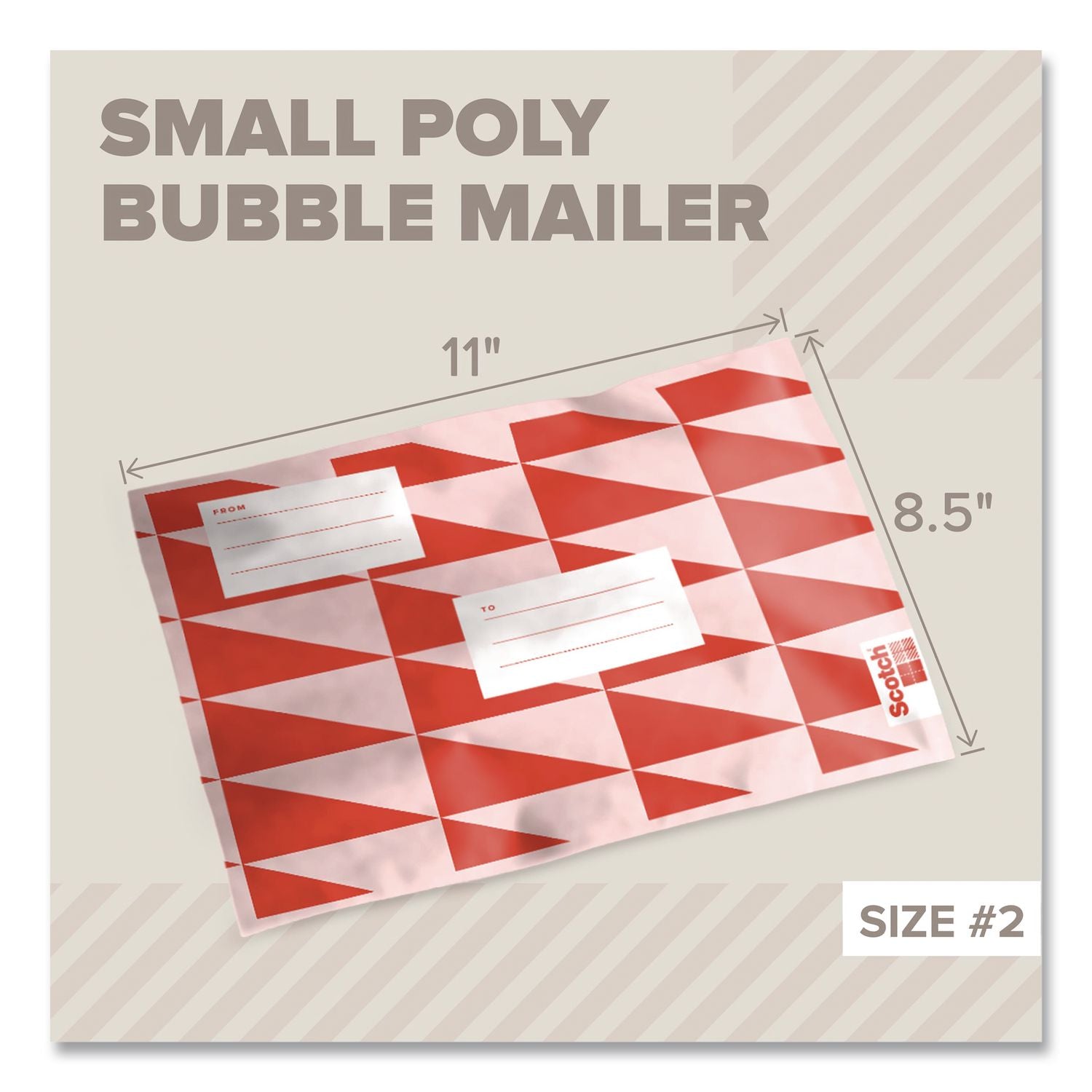 Designer Self-Sealing Bubble Mailer, #2, Self-Adhesive Closure, 8.5 X 11, Red, 4/Pack