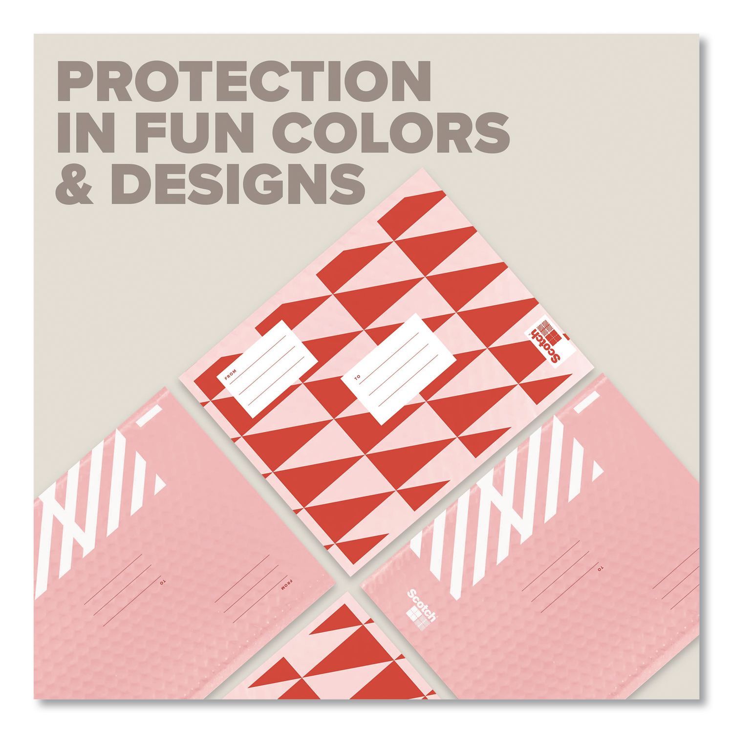 Designer Self-Sealing Bubble Mailer, #2, Self-Adhesive Closure, 8.5 X 11, Red, 4/Pack