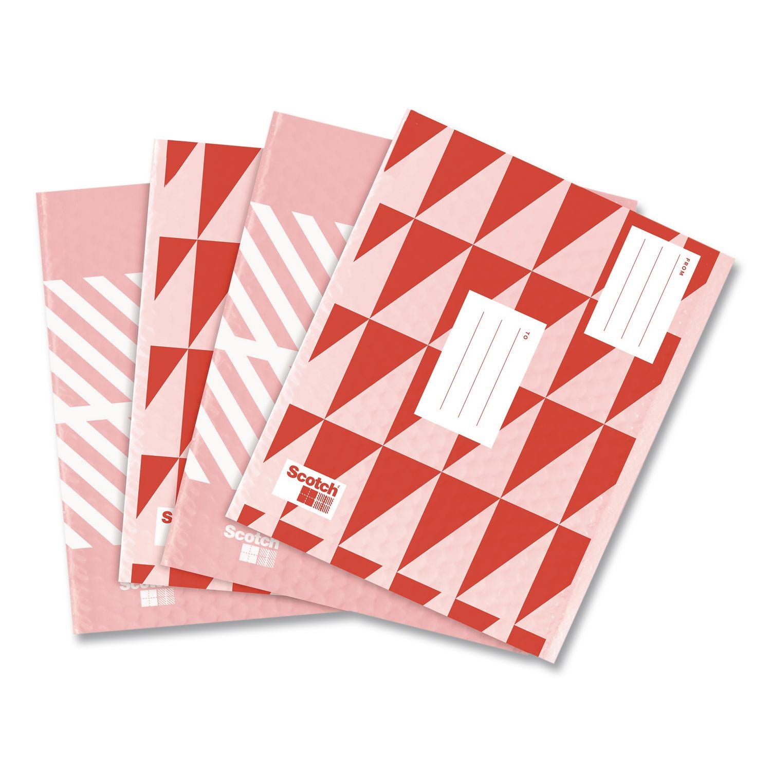 Designer Self-Sealing Bubble Mailer, #2, Self-Adhesive Closure, 8.5 X 11, Red, 4/Pack