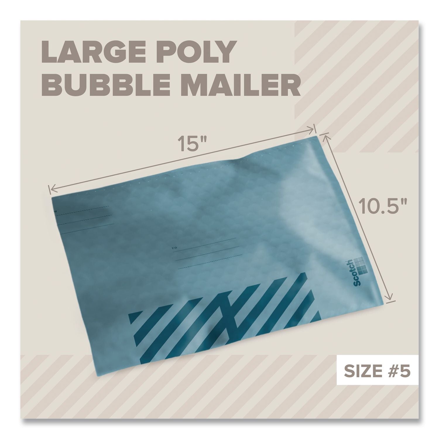 Designer Self-Sealing Bubble Mailer, #5, Self-Adhesive Closure, 10.5 X 15, Blue, 4/Pack