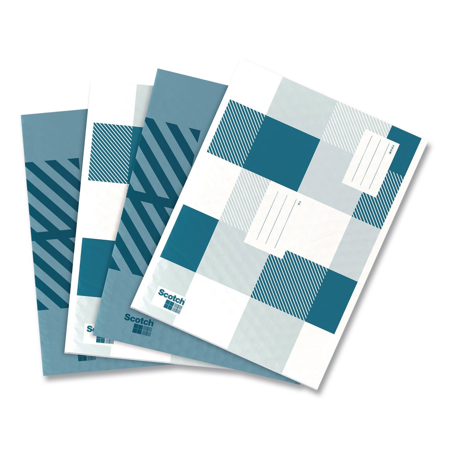 Designer Self-Sealing Bubble Mailer, #5, Self-Adhesive Closure, 10.5 X 15, Blue, 4/Pack