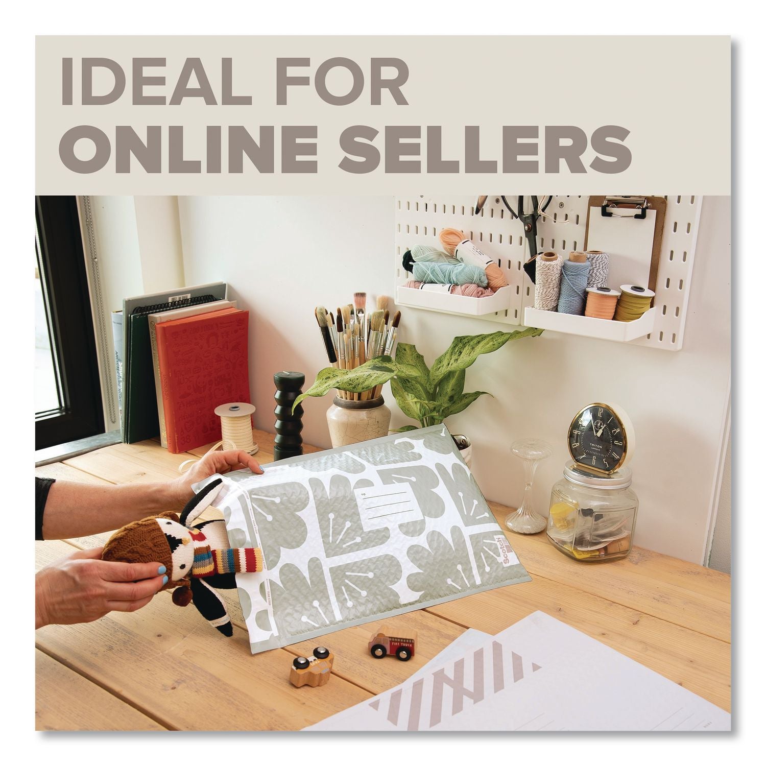 Designer Self-Sealing Bubble Mailer, #5, Self-Adhesive Closure, 10.5 X 15, Taupe, 12/Pack