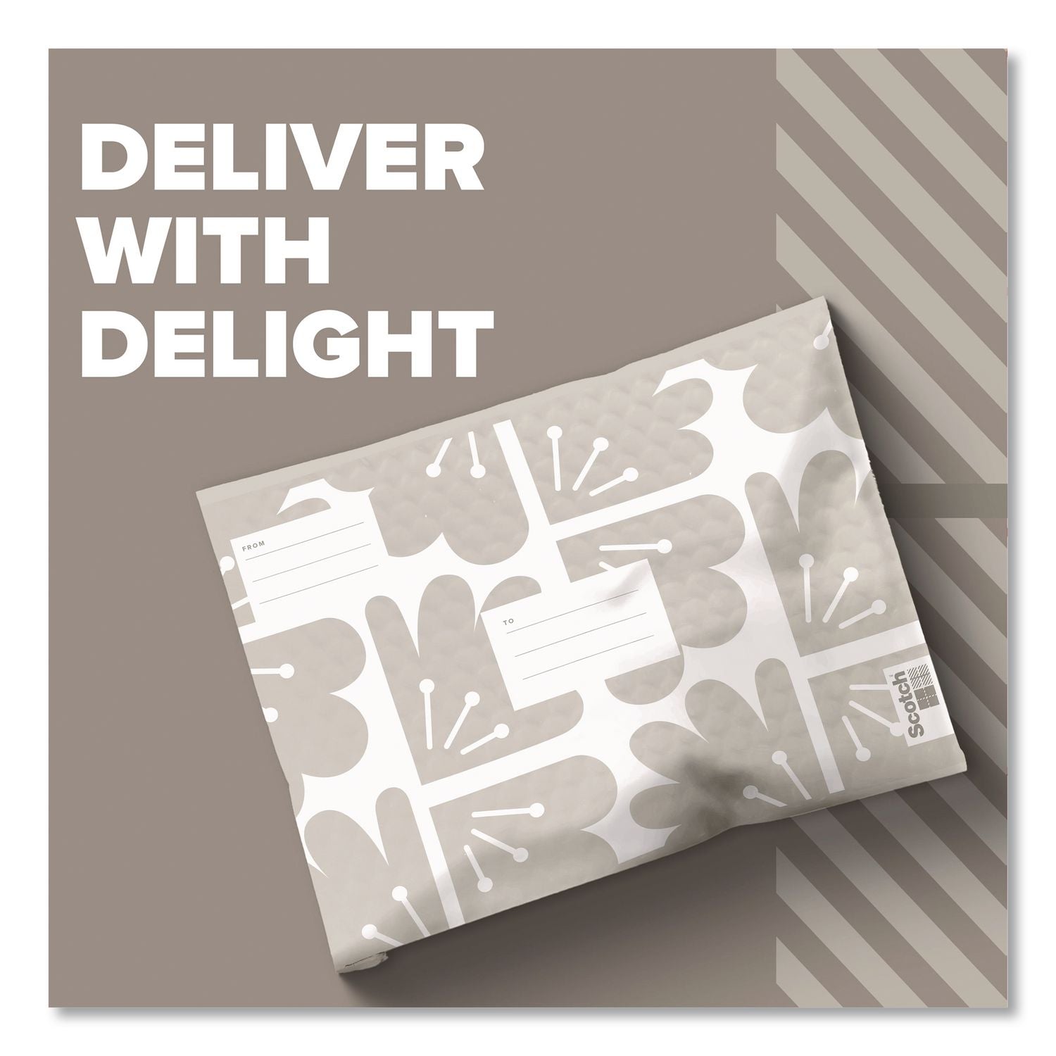 Designer Self-Sealing Bubble Mailer, #5, Self-Adhesive Closure, 10.5 X 15, Taupe, 12/Pack