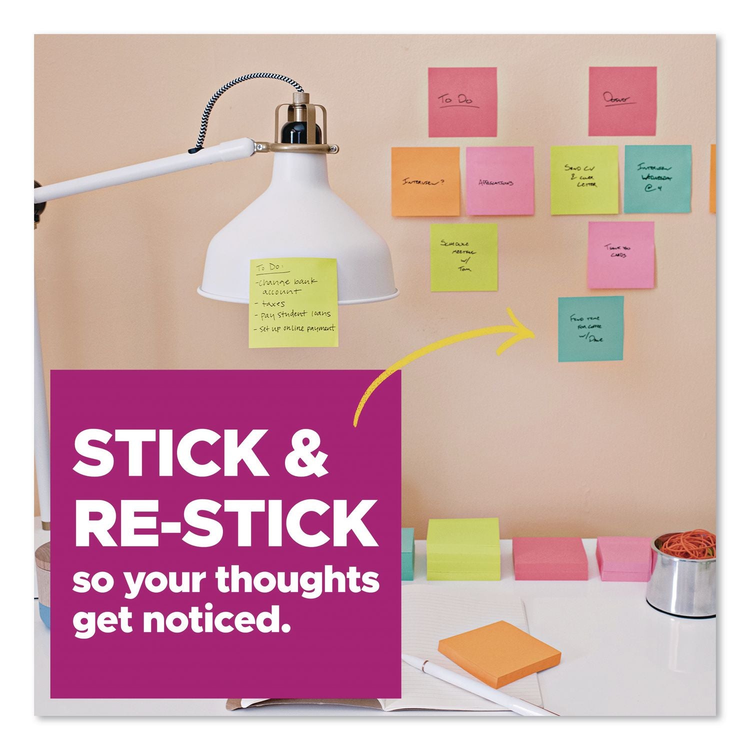 Super Sticky Notes, 3" X 3", Randomly Assorted Energy Boost And Playful Primaries Colors, 45 Sheets/Pad, 15 Pads/Pack